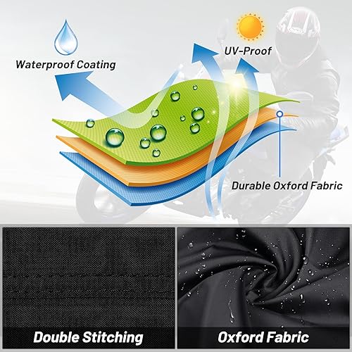 Miniatura 3 de Funda para motocicleta duradera e impermeable, tela Oxford para todo tipo de clima, protege del polvo y la lluvia. Apto para Harley Davidson, Honda,