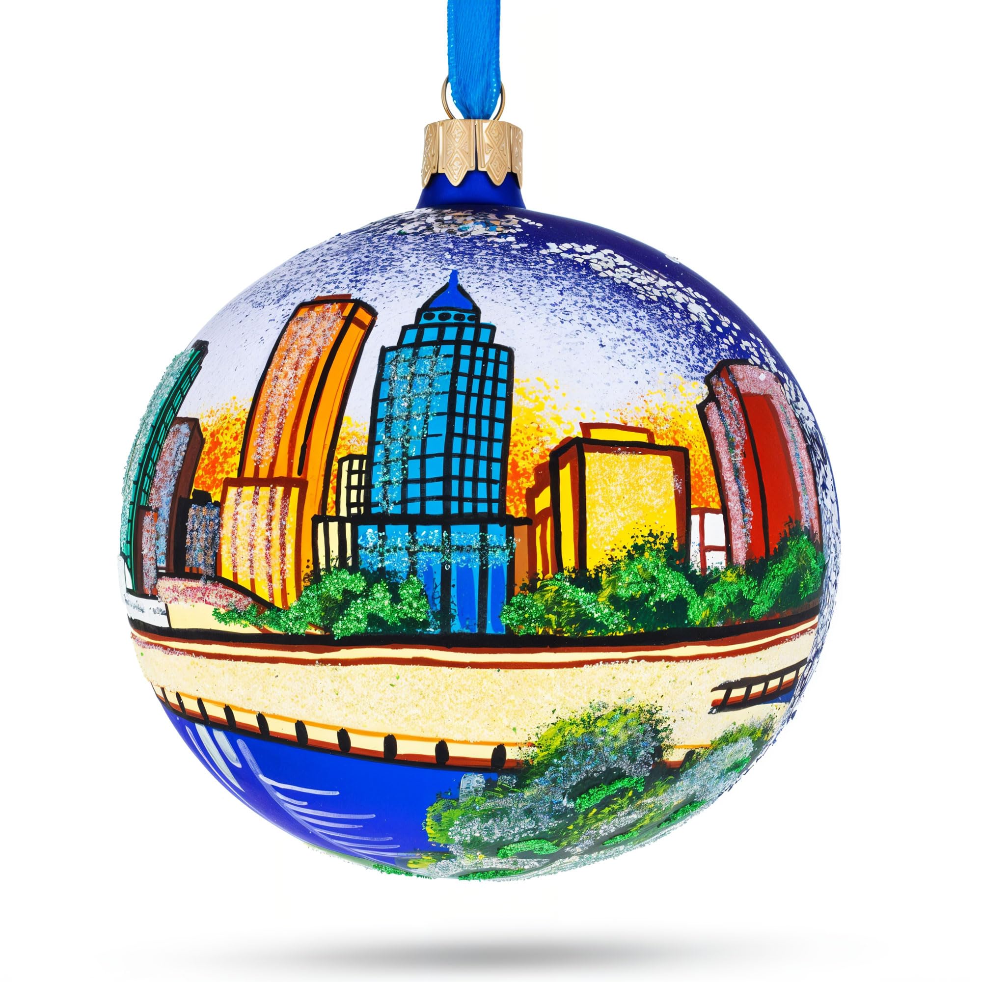 Boule de Noël Tampa Florida en verre soufflé BestPysanky de 10 cm