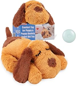 WEOK Heartbeat Puppy Toy - Comfort Cuddler Pillow, Dog Anxiety Relief Calming Aid,Heartbeat Stuffed Toy for Dogs,Puppy Heartbeat Toy Sleep Aid,Dog Heartbeat Toy for Pet