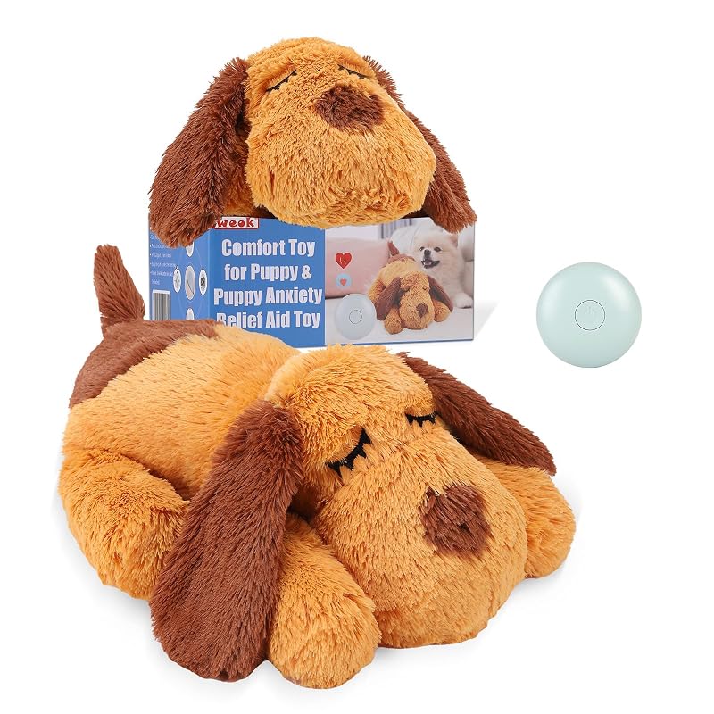 Brinquedo de Pelúcia com Simulador de Batimento para Cães WEOK, Pequeno Porte, brown2