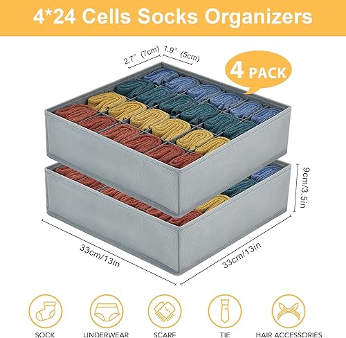 Miniatura 147 de Joyoldelf Organizador de cajones para calcetines, organizador de ropa interior, organizador de 16 celdas de tela, cajas de almacenamiento para Beige