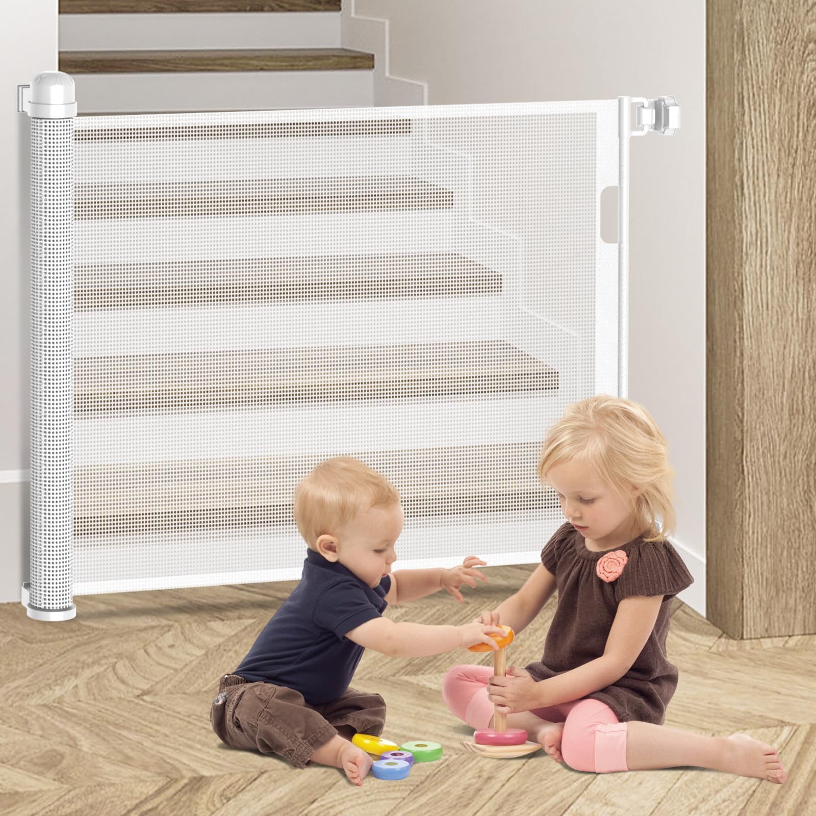 Valla Niños Mascotas Extensible Barrera De Seguridad Retráctil Para Niños Y  Mascotas - Extensible Hasta 150 Cm, Bloqueo Una Mano Valla Plegable Interior, image size:1600x1600