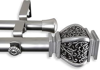 A&F Rod DÃ©cor - Tessa Double Curtain Rod 1 inch Diameter, 66-120 inch - Satin Nickel