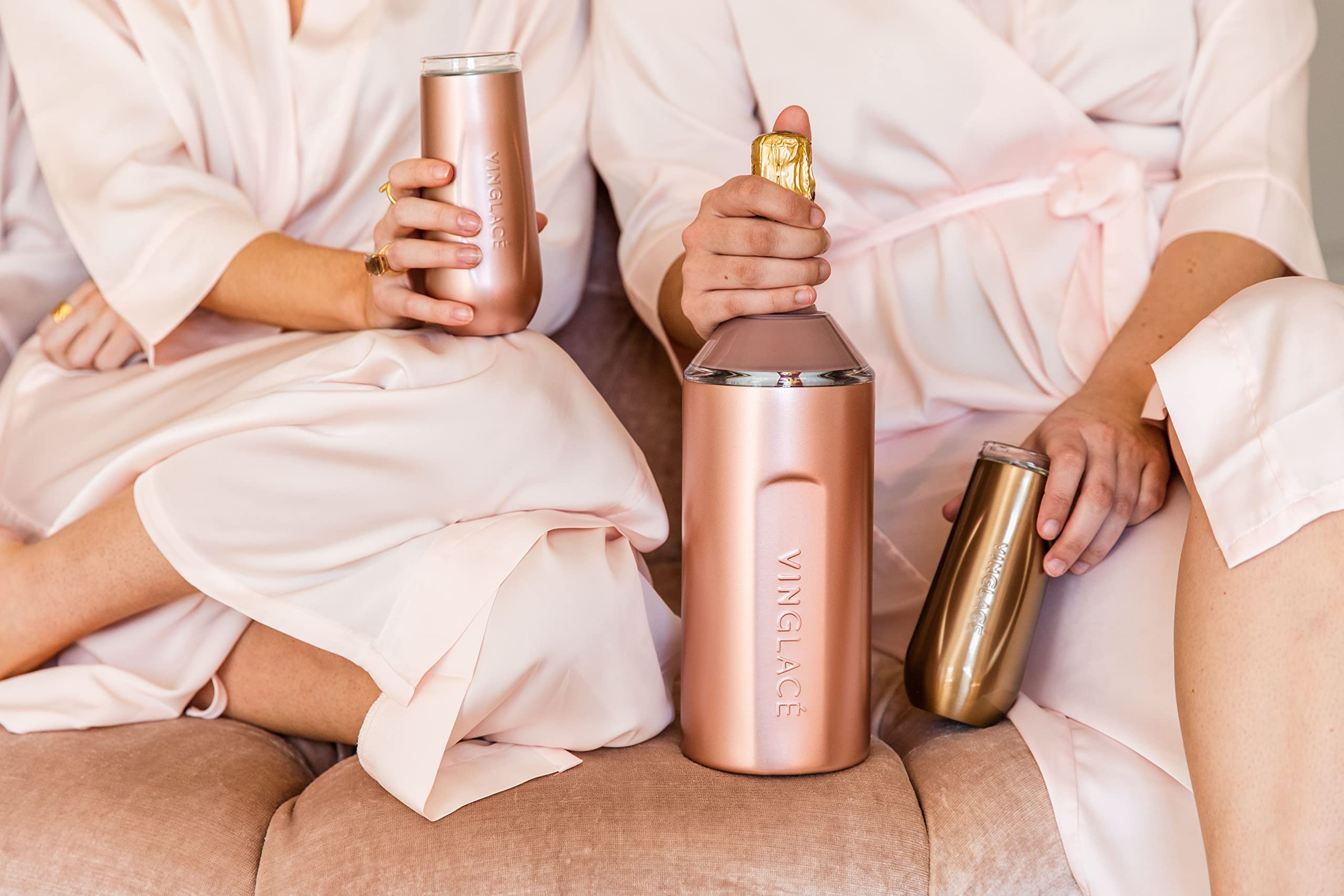 Vinglacé Weinflaschenkühler - Tragbarer Champagner-Isolator - Edelstahl-Weinkühlhülle - hält Wein kalt (Roségold)