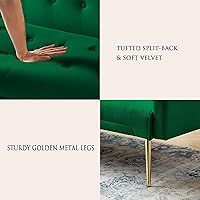 Vista 58 de Sofá cama moderno de terciopelo de 72 pulgadas, sofá cama plegable convertible con 3 respaldos ajustables, sofá biplaza reclinable copetudo