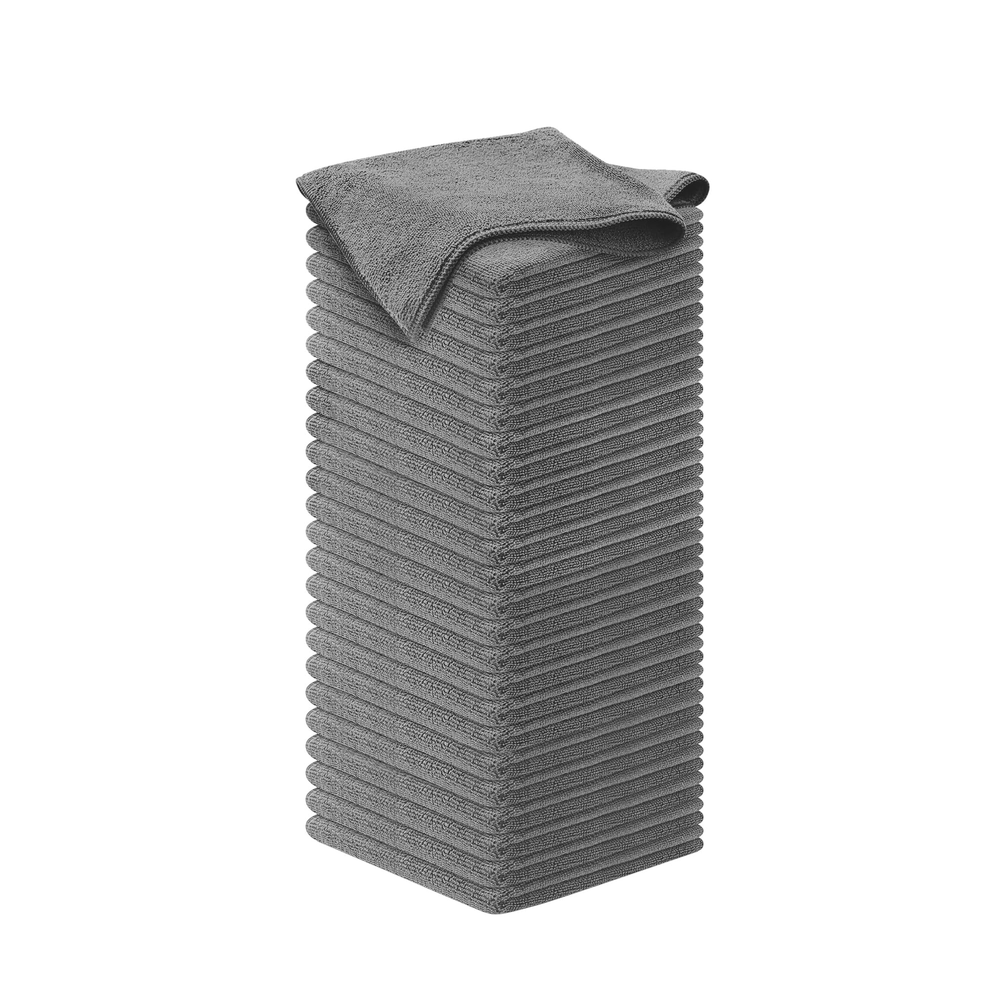 USANOOKS Microfiber Cleaning Cloth Grey - 50 Pcs (12.5"x12.5") - High Performance - 1200 Washes, Ultra Absorbent Microfiber Towel Weave Grime & Liquid for Streak-Free Mirror Shine - Car Washing Cloth Gray Pack of 50