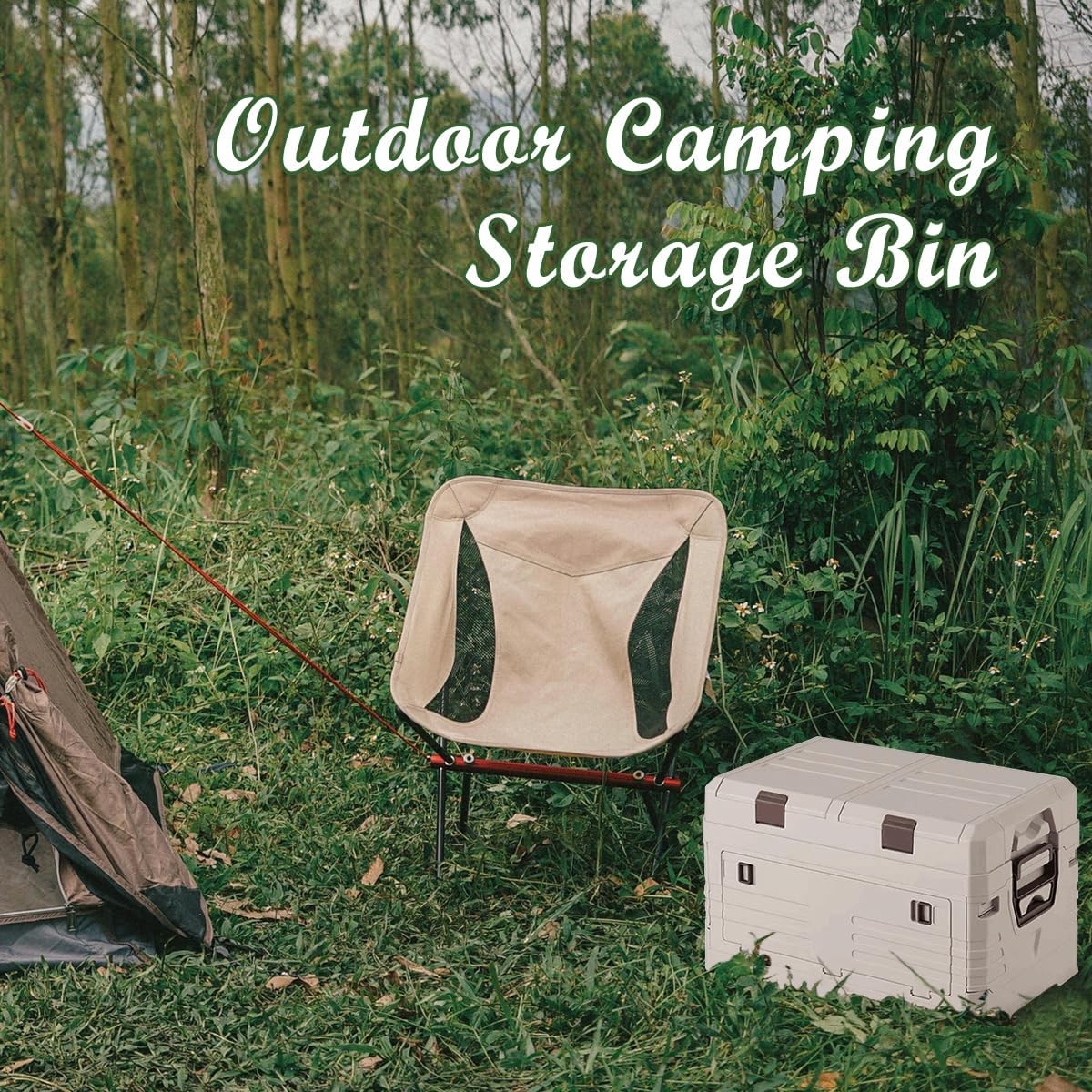 Collapsible Folding Storage Bin with 2 Compartments, 42L Side Opening Organizer for Car Trunk, Picnic, Fishing, Office