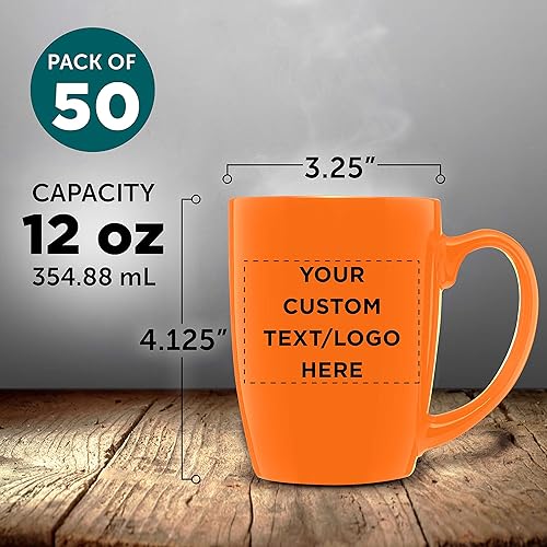 Miniatura 5 de Juego de tazas de café Java curvadas personalizadas, paquete de 50, logotipo personalizado, texto, 12 onzas, tazas de cerámica para restaurante,