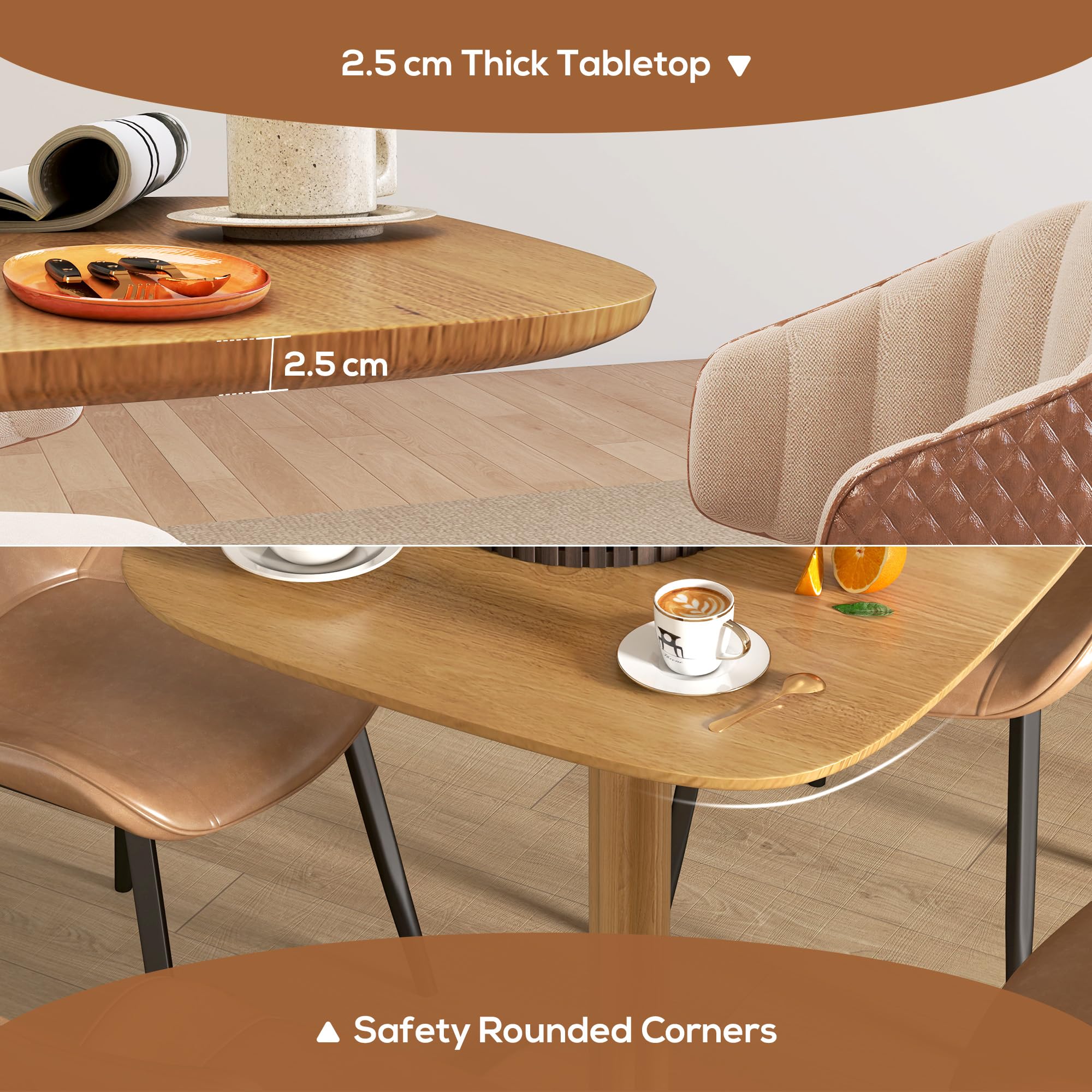 HOMCOM Tavolo pranzo 4 pers. piano effetto legno 27.6"x27.6" legno nat. | Tavolo da cucina moderno.
