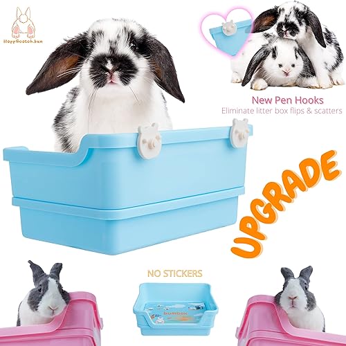 Miniatura 7 de HoppScotch.bun Bumbox - Caja de arena grande para conejos, con rejilla de plástico y bandeja de descarga, bandeja para excrementos de conejo,