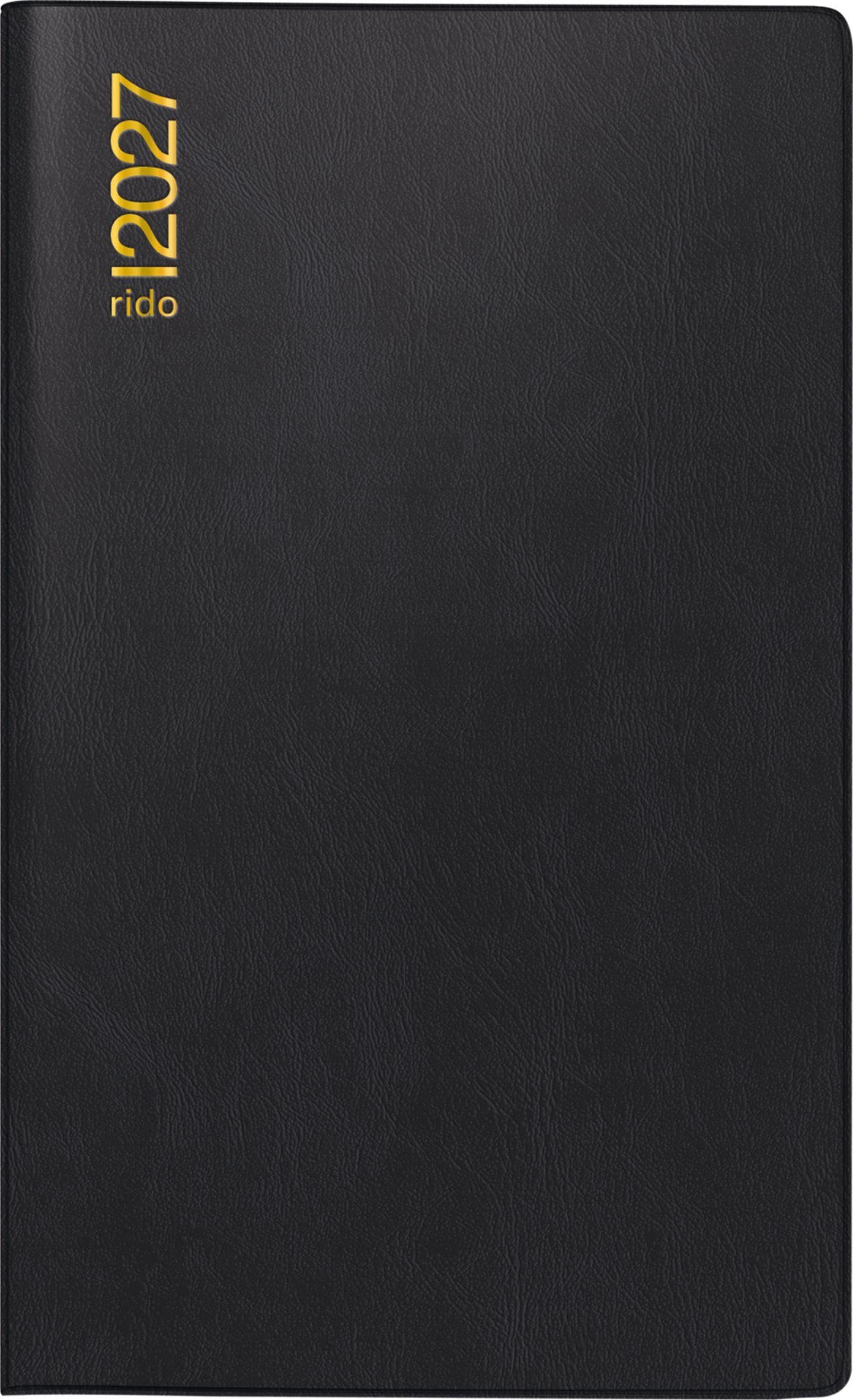 rido/idé 7046962907 Taschenkalender Mod. M-Planer 2027 A6, Kunststoff, schwarz