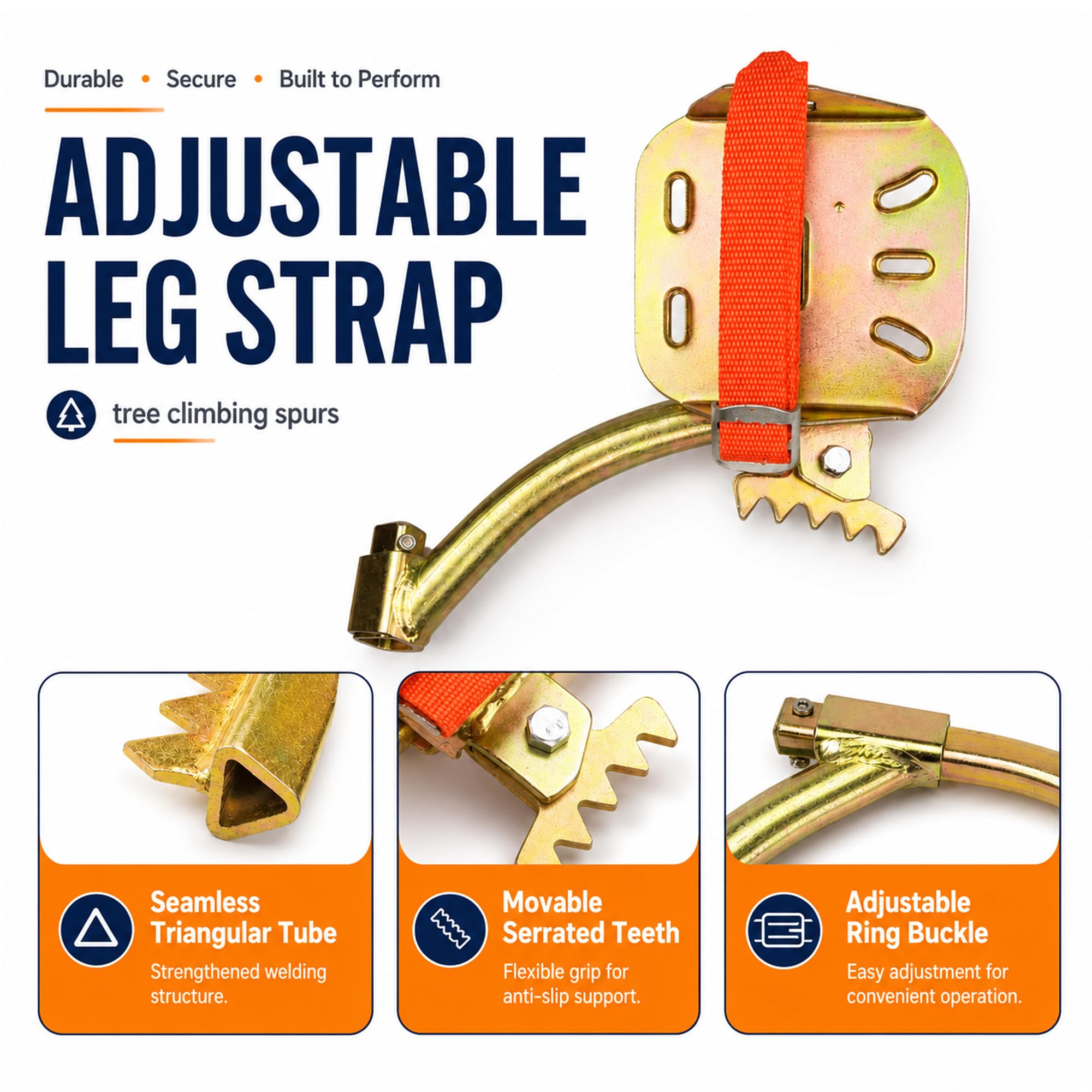 Crampons D’escalade Arbre, Kit D’escalade Poteau électricien, Matériel Escalade Acier Sans Soudure 16mn 118kg, Chaussures Escalade Diamètre Réglable Pour élagage Arbres & Entretien Poteaux électriques