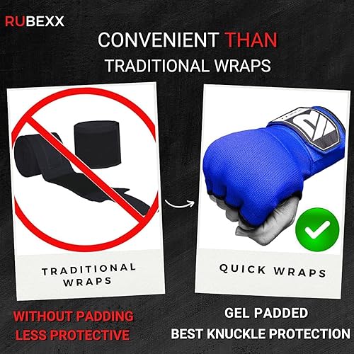 Miniatura 7 de Slip on Boxing Hand Wraps Padded Thick Knuckle Inner Gloves 36 inches Elastic Wrist Strap Quick Wrap Under Mitts for Martial Arts, Muay Thai, MMA,