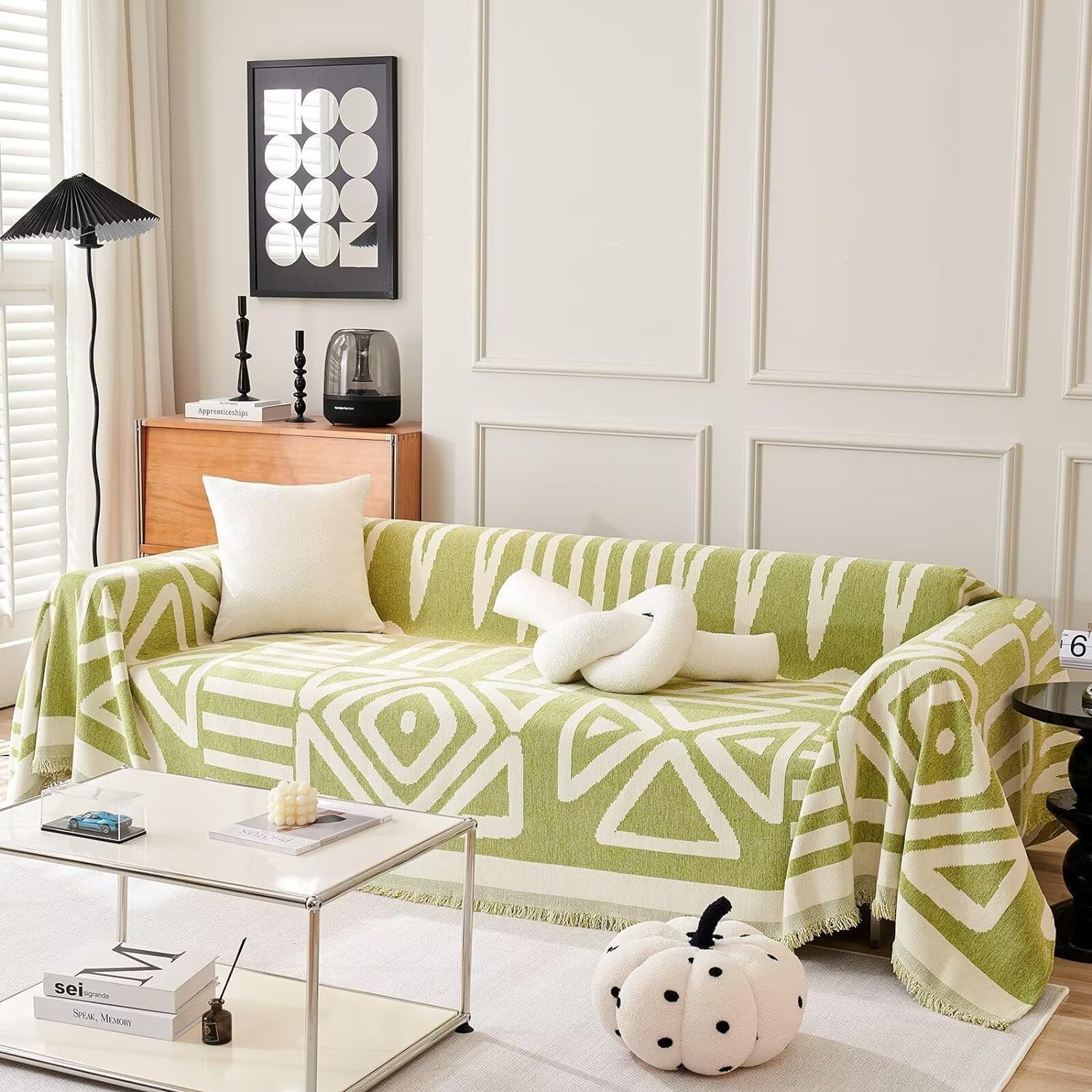 Protection de canapé universelle verte 180x90 jeté de lit à carreaux style scandinave