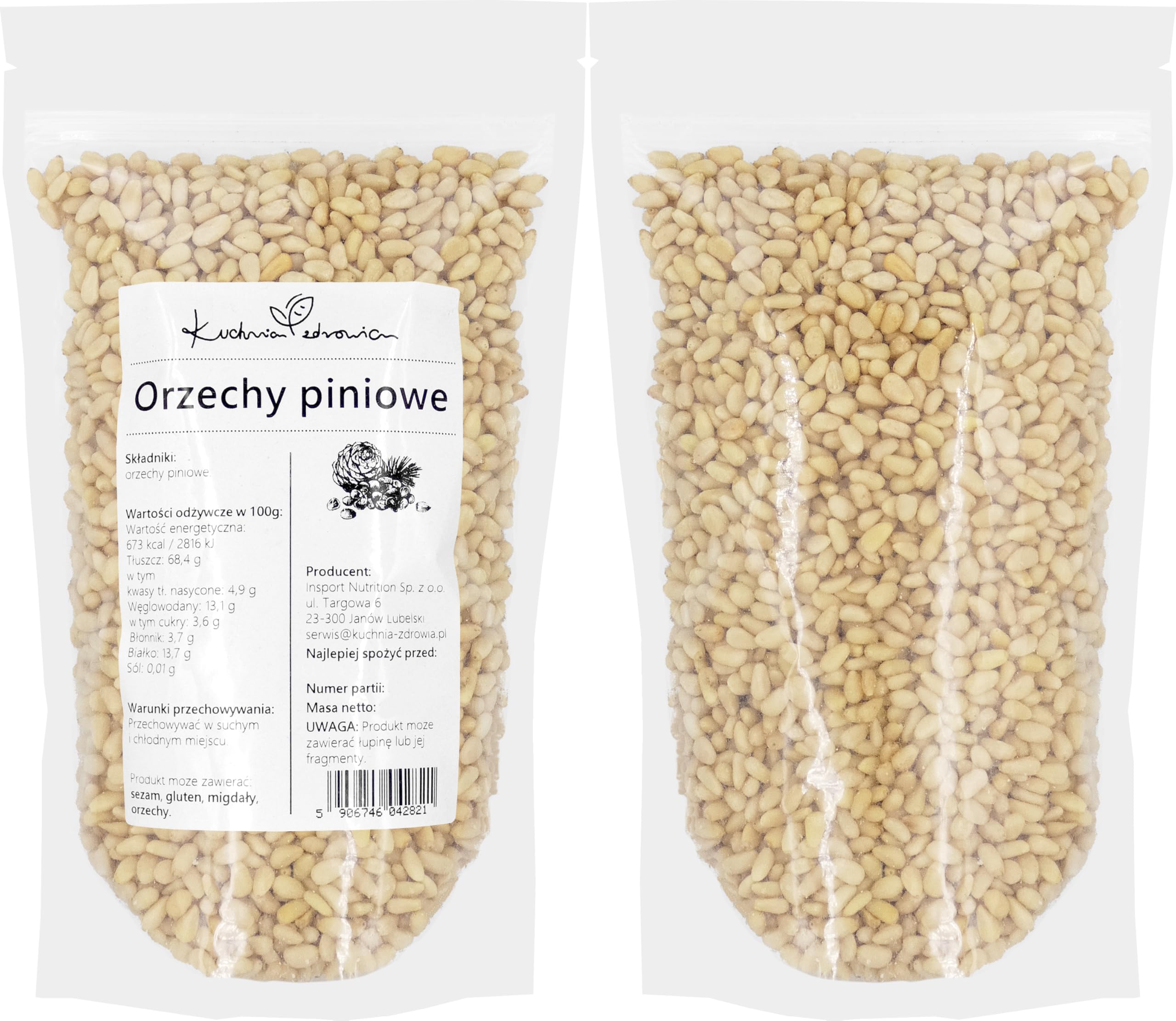 Pinoli Naturali Chiari 500g | Noci Pine Nut Ricchi di Proteine e Grassi Sani, Snack Nutriente e Versatile – KUCHNIA ZDROWIA