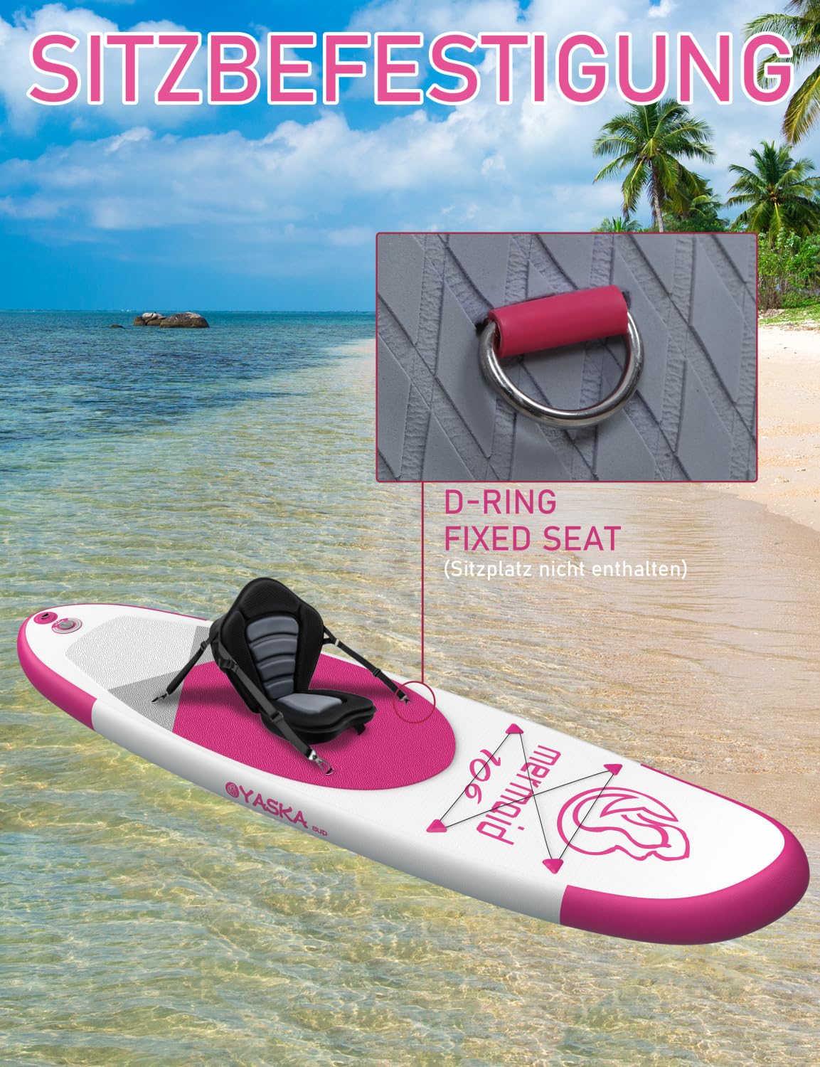 YASKA Stand Up Paddling Board Aufblasbar - Sup Board 200kg mit Zubehör,Getrankehalter,Standup Paddle Board für 2 Personen Familie