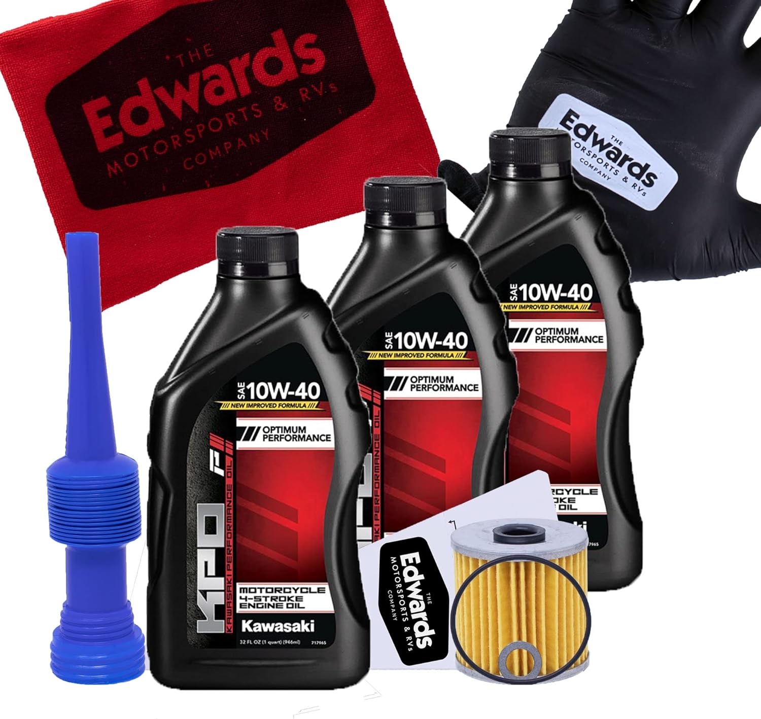 Edwards Oil Change Kit fits 1987-2023 Kawasaki KLR650 Motorcycle