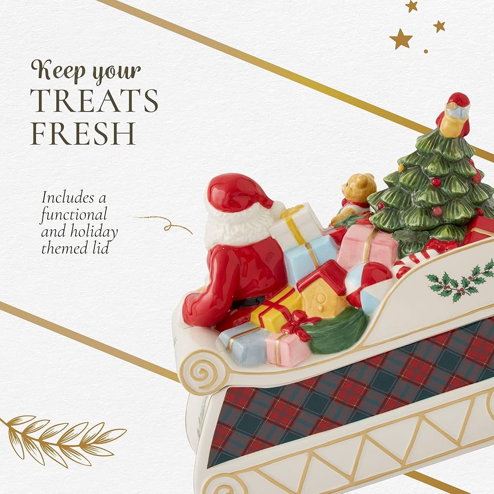 Amazon｜Spode – そりクッキージャーに入ったクリスマスツリーサンタ