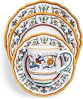 Vista 1 de Sur La Table Nova Deruta - Juego de vajilla de cerámica de 16 piezas, tazas de diseño floral de inspiración italiana, platos llanos, platos