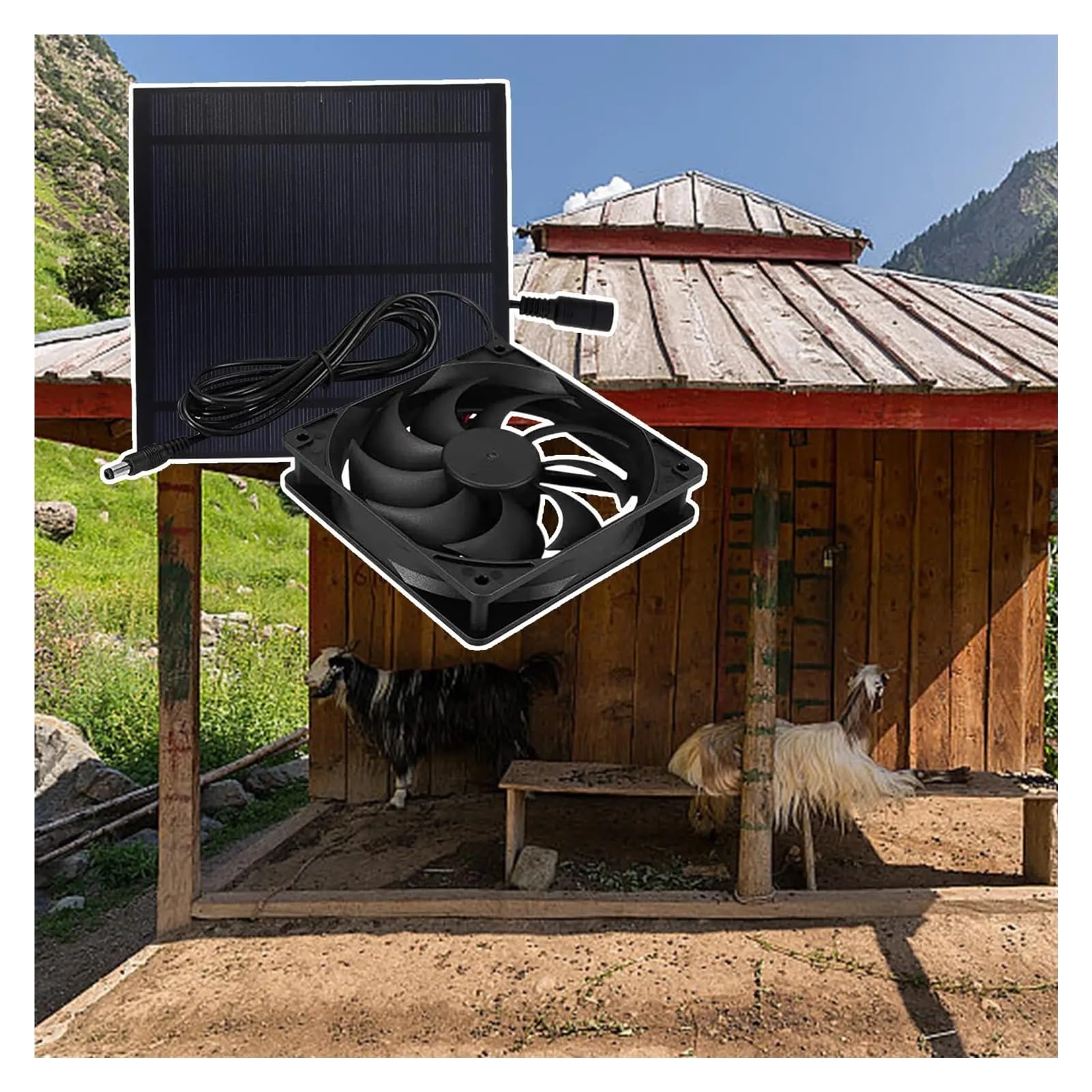 Estrattore Aria, Ventilatore Solare for Cuccia for Cani, Ventilatore Solare Impermeabile, Potente Dispositivo di Raffreddamento, Kit Versatile for l'estrazione Aria for Picnic