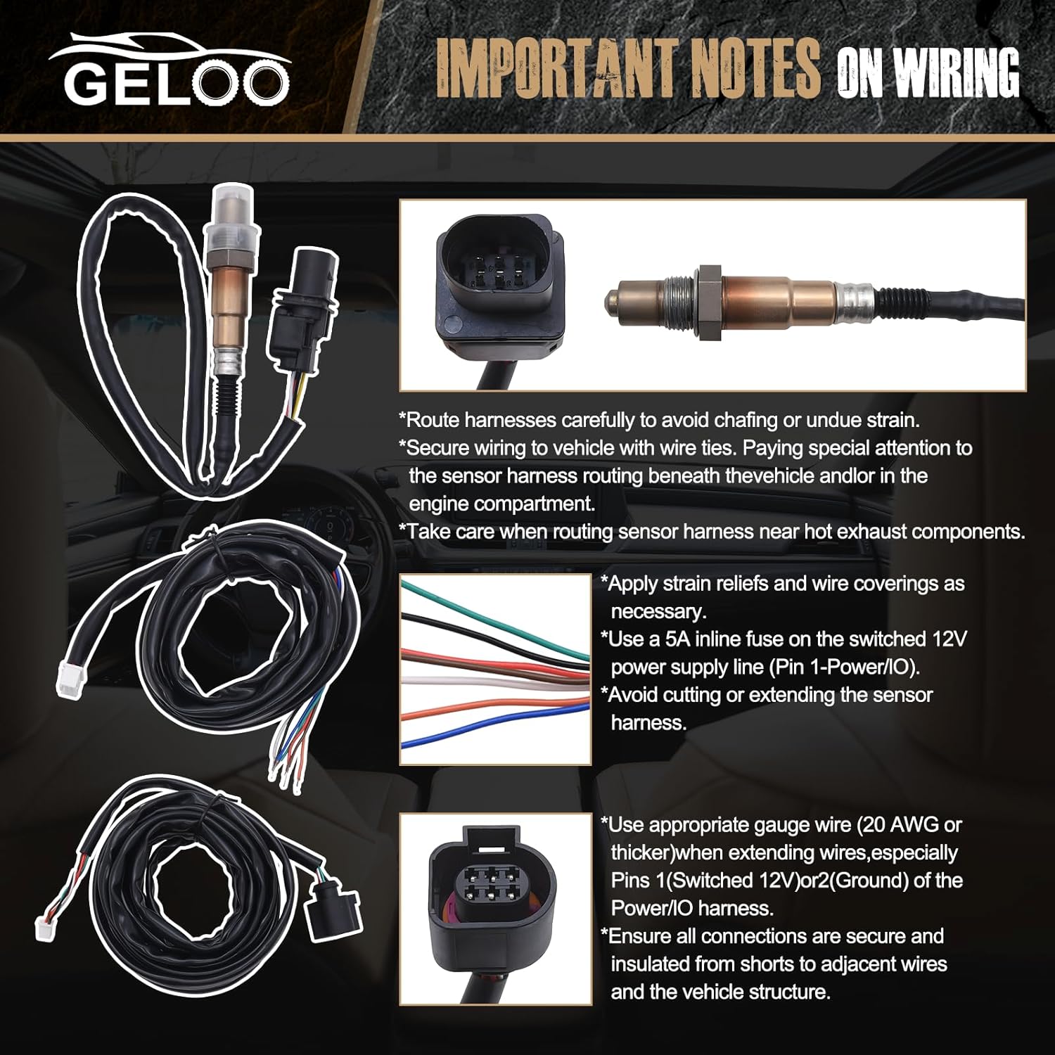 Important wiring notes for Geloo Wideband UEGO Air Fuel Ratio Gauge installation