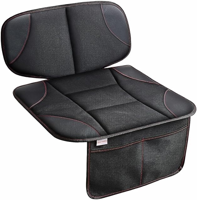 Siivton Car Seat Protector for Child Car Seat & Booster Seat, Thick Padding, Waterproof Anti-Slip Design, Protects Leather Seats from Indentations, 2 Storage Pockets, Fits Most Vehicles