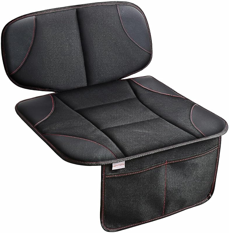 Car Seat Protector for Kids, Anti-Slip Design, Thick Padding, Prevents Seat Marks, 2 Storage Pockets for Toys & Snacks, Fits Most Cars, Black - 1 Pack
