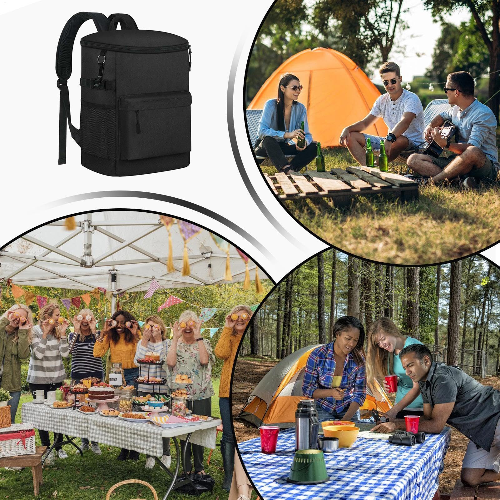 Cooler Backpack, 30 psich izolowanych plecaków, lekki wodoodporny pokrowiec na lód, męska torba bagażnika, materiał nylonowy, pojemność 17 l, idealny na wędrówki, kemping, grill