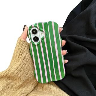 for iPhone 13 Case 14 15 16 Pro Max Case Fashion 2 in 1, Glossy Phone 13 Wave Edges Comfortable Touch Hard Slim Back Cover Case for Iphone Pro Green