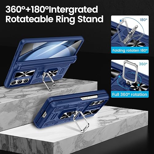Miniatura 3 de VEGO Funda para Galaxy Z Fold 5 con soporte, protección de bisagra y funda de clip para cinturón, protector de pantalla frontal y cubierta de cámara