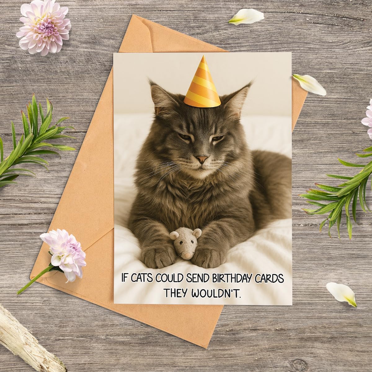 Funny Birthday Card – Cute Cat Birthday Card, Humorous Greeting Card for Him, Her, Friends, Men, Women – 5x7 Inches with Envelope – 350gsm Cardstock - Funny Gifts for Cat Lovers - Image 5