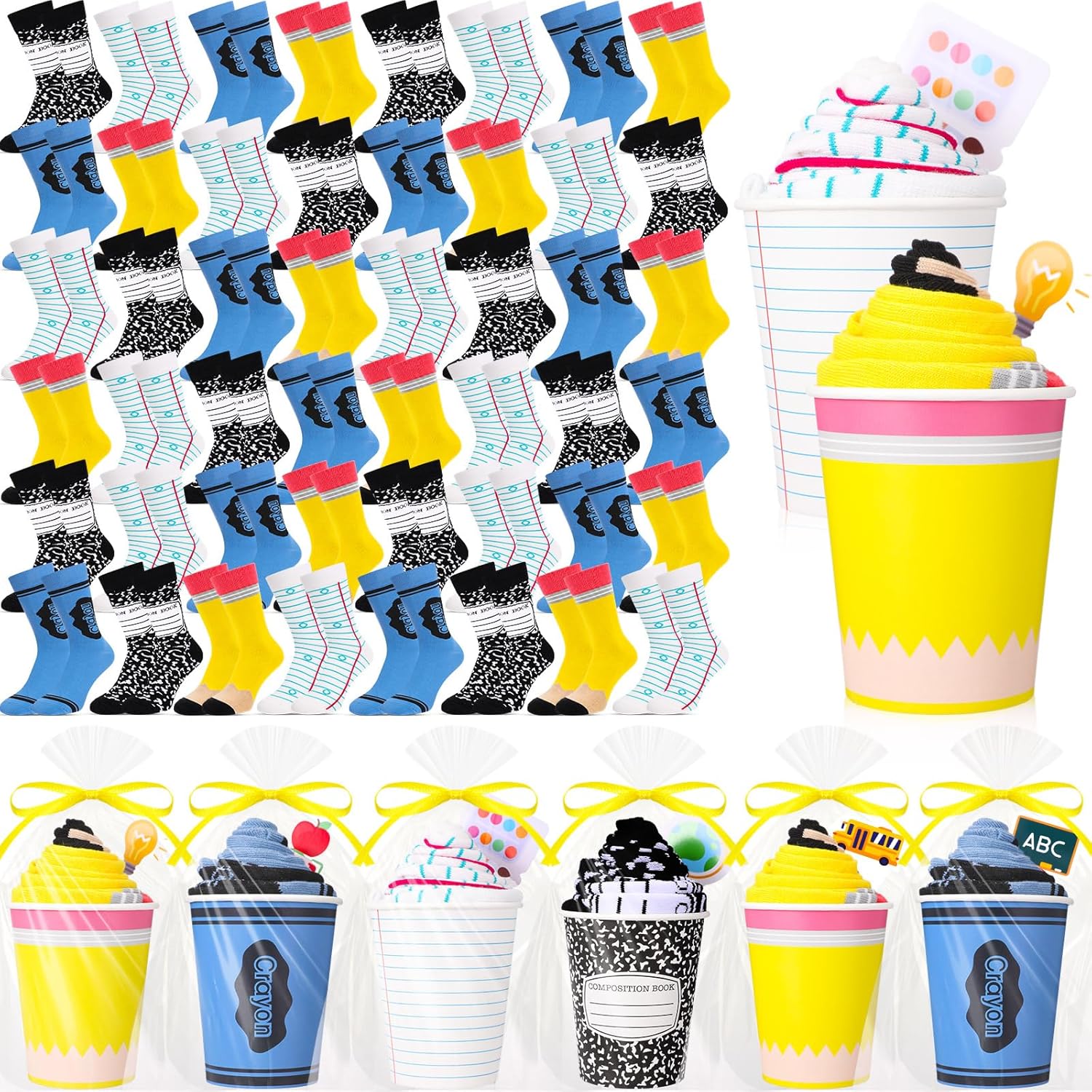 Cutecrop Nurses' Day Teachers' Day Cupcake Fuzzy Socks Bulk with Cards for Women Nurses Teachers DIY Gifts