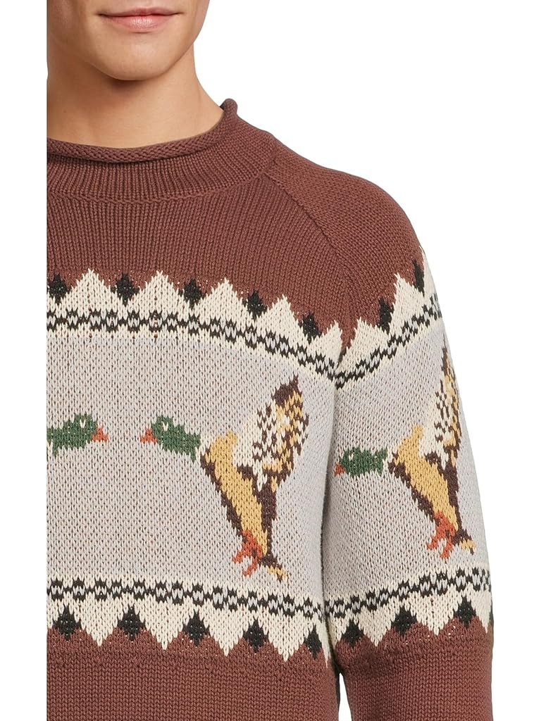 Red L.L.Bean Signature Organic Cotton Rollneck Sweater Fair Isle