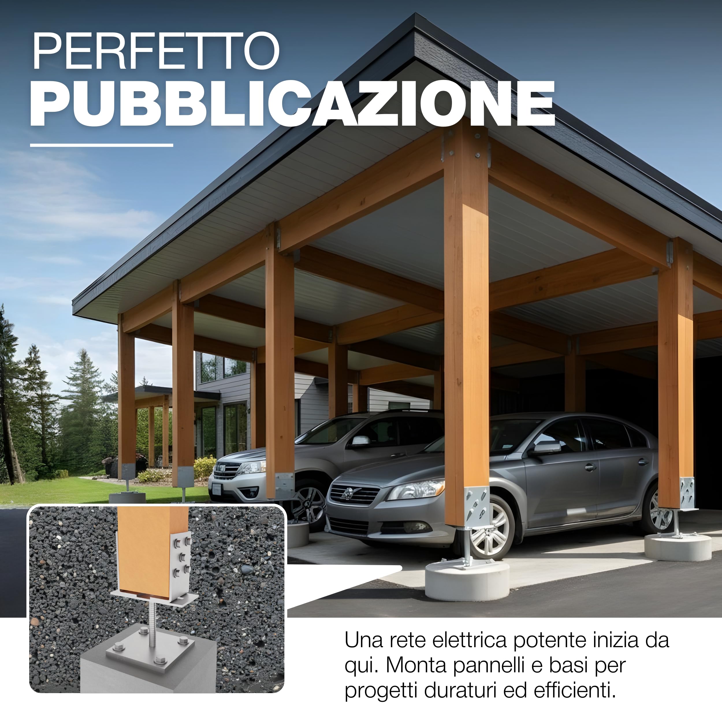 Supporto per Palo a U Regolabile 100x100 mm Zincato Elettroliticamente 0-160 mm