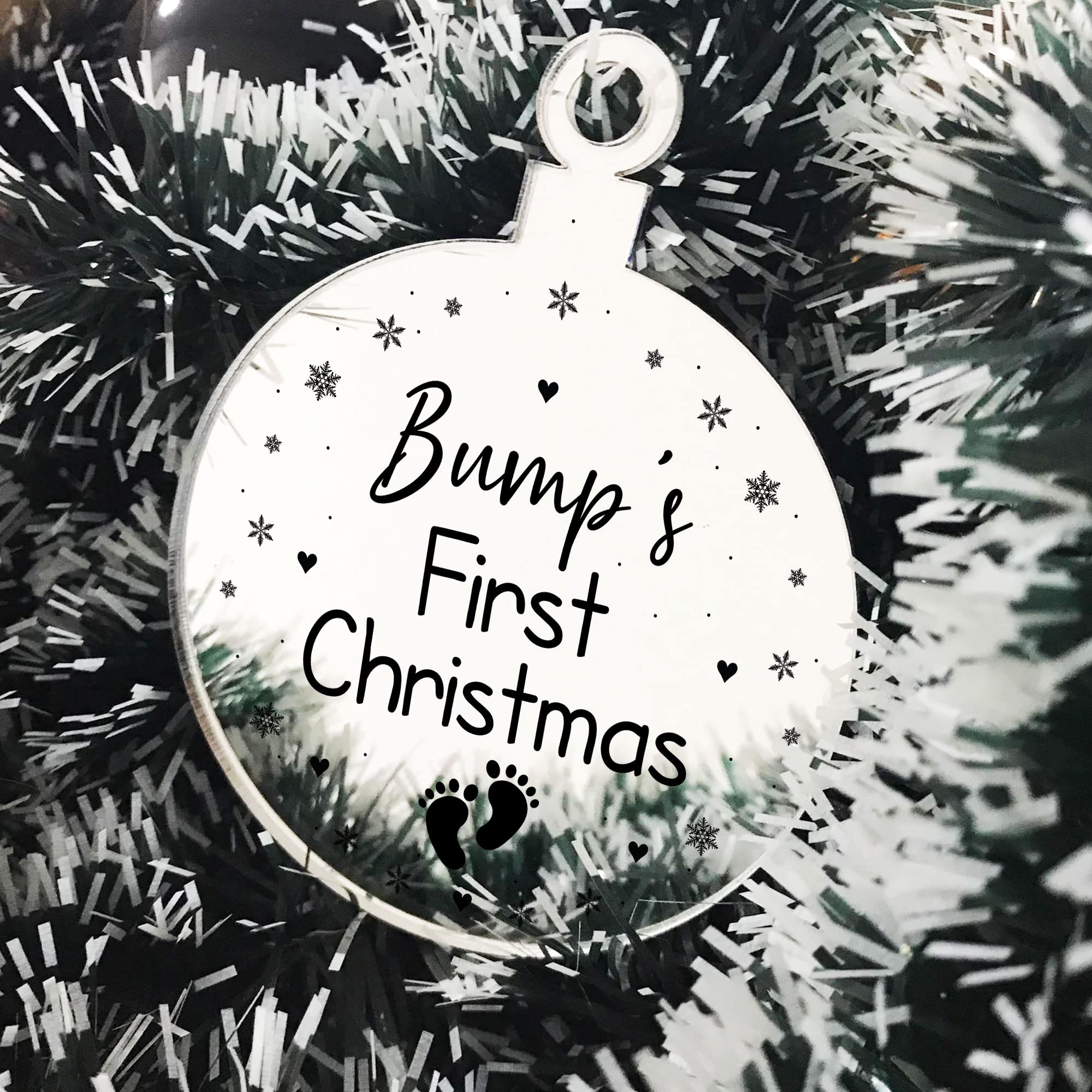 Red Ocean Silver Bumps First Christmas Heart Decoration Acrylic Christmas Tree Baubles Mum To Be