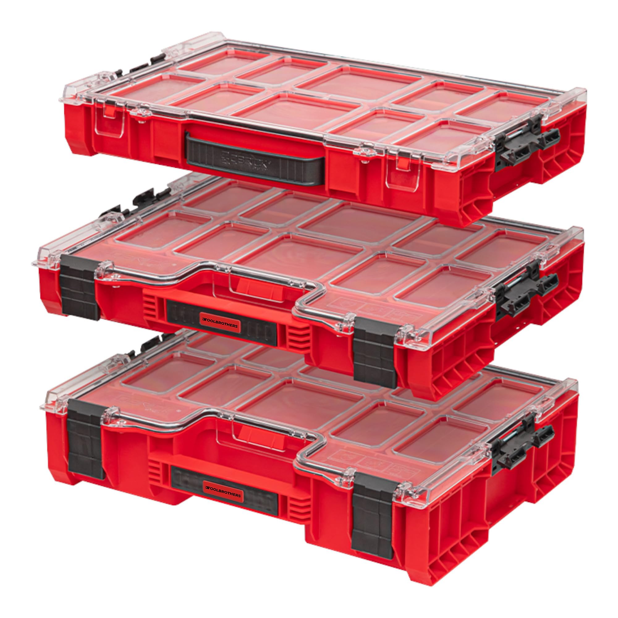 Toolbrothers RHINO PRO Organizer 300 RED ULTRA HD, impilabile, 452 x 358 x 110 mm, 9 l, IP54 con 8 inserti
