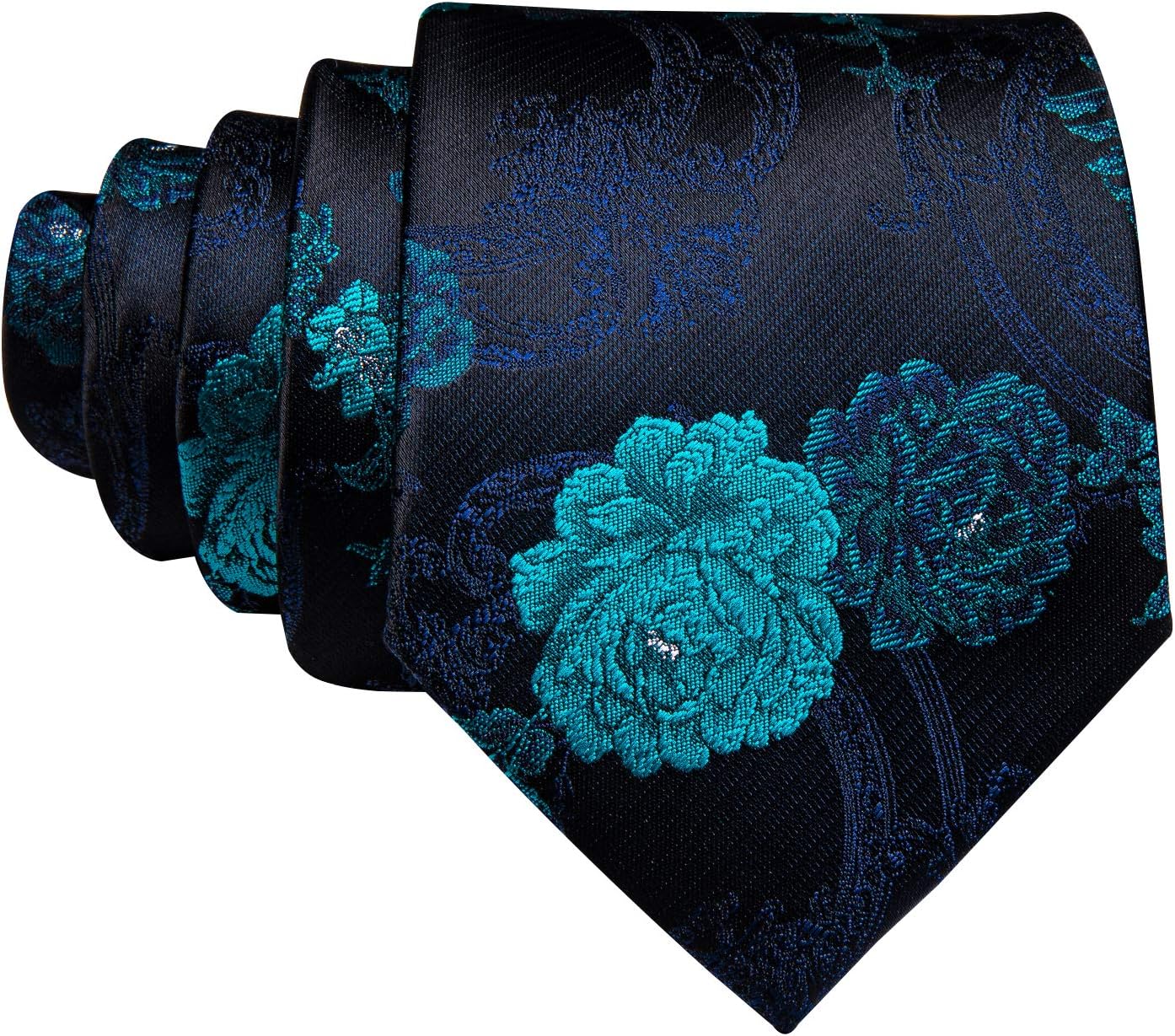 Barry.Wang Floral Ties for Men Necktie and Tie Clip Wedding Business Flower Solid Color Formal - Image 7