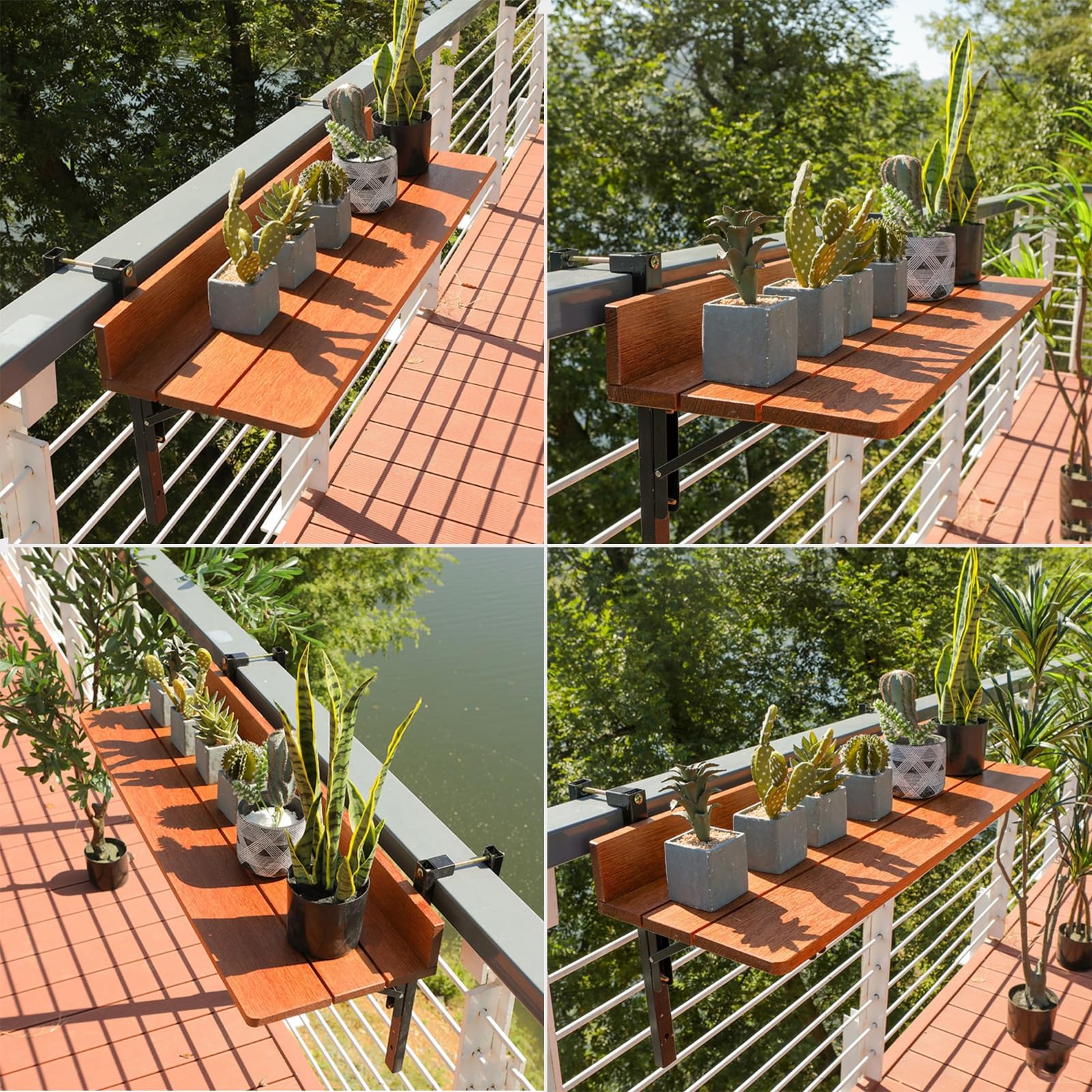 Tavolo pieghevole per ringhiera per balcone, altezza regolabile da 2,5 cm a 10,2 cm, perfetto per piccoli spazi, facile da installare, design compatto per uso esterno e interno