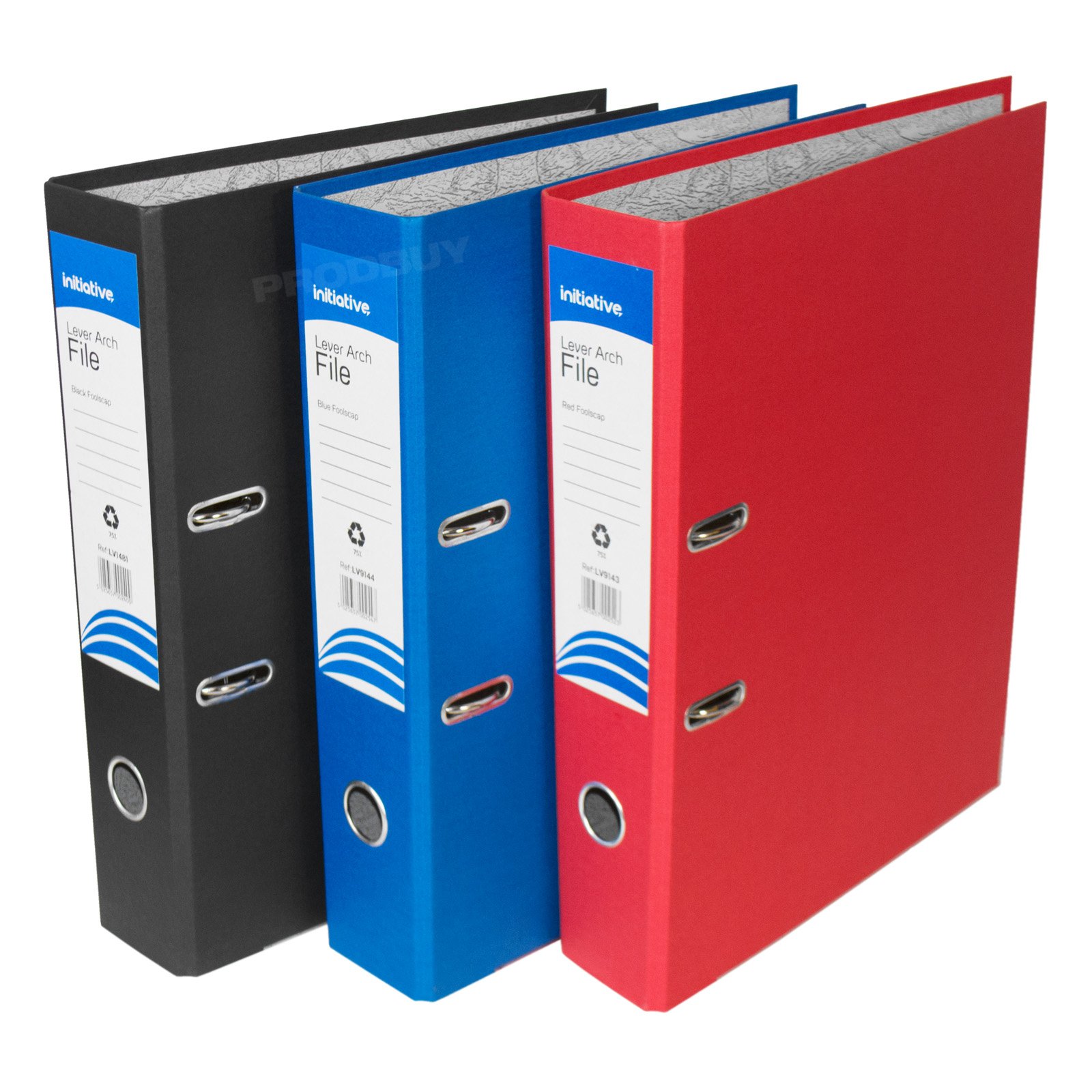 [Pack of 3] Foolscap Lever Arch Files 75mm Paper Storage Archive Legal Document Folders (Red/Black/Blue)