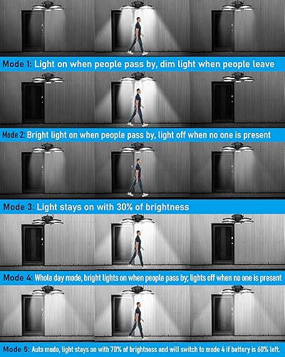 Miniatura 2 de eTzone Luces colgantes solares de 160 LED para exterioresinteriores de 5 hojas, 6 modos de luces solares para cobertizo, luces solares ajustables