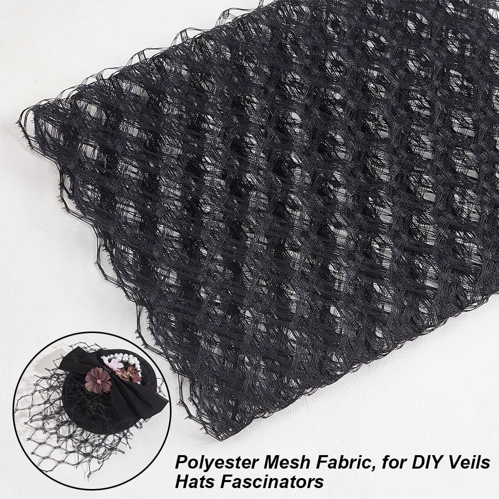 GEEHUA Diadema de velo de novia, tocado de boda, velo de malla estilo jaula de pájaros para mujer, tocado de encaje vintage estilo años 20, accesorio de Halloween (negro