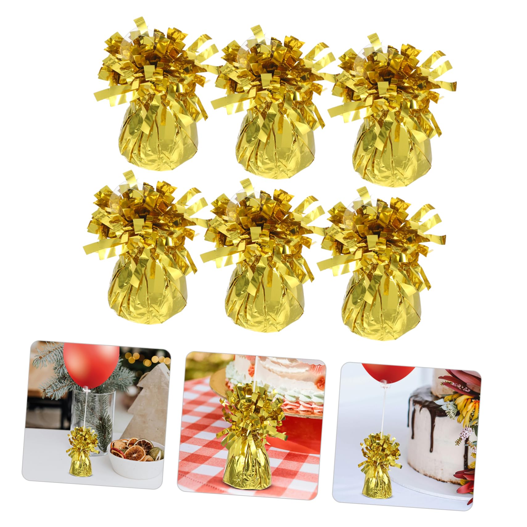Ballongewicht 6 Stück, Gold, PVC Zement, für Babyparty und Hochzeit | Zuverlässig Gefertigt, Einzigartig Attraktives Design, Verbessert Ballondeko und Wirkt Ästhetisch Dezent