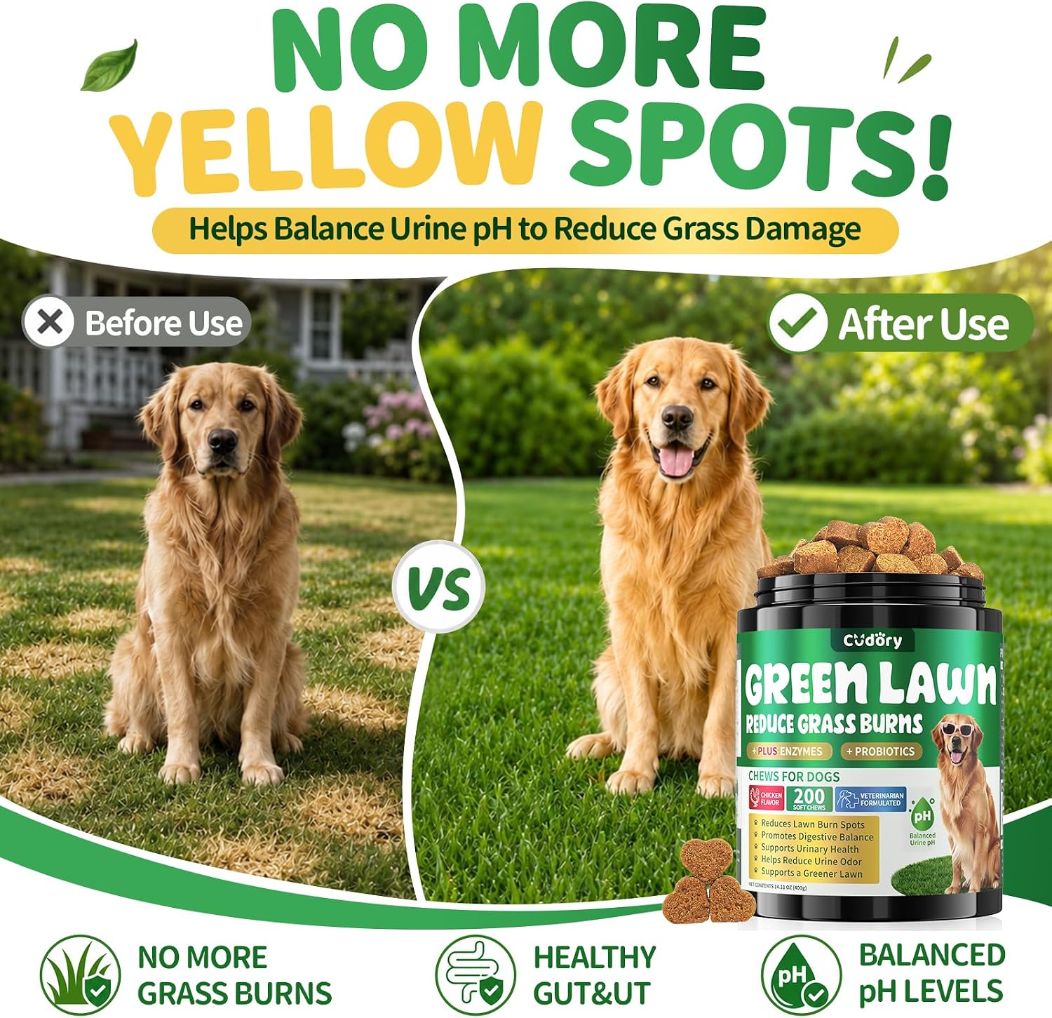 Dog Urine Neutralizer for Lawn, Green Grass Chews for Dogs, 200 Ct, Chicken image 3