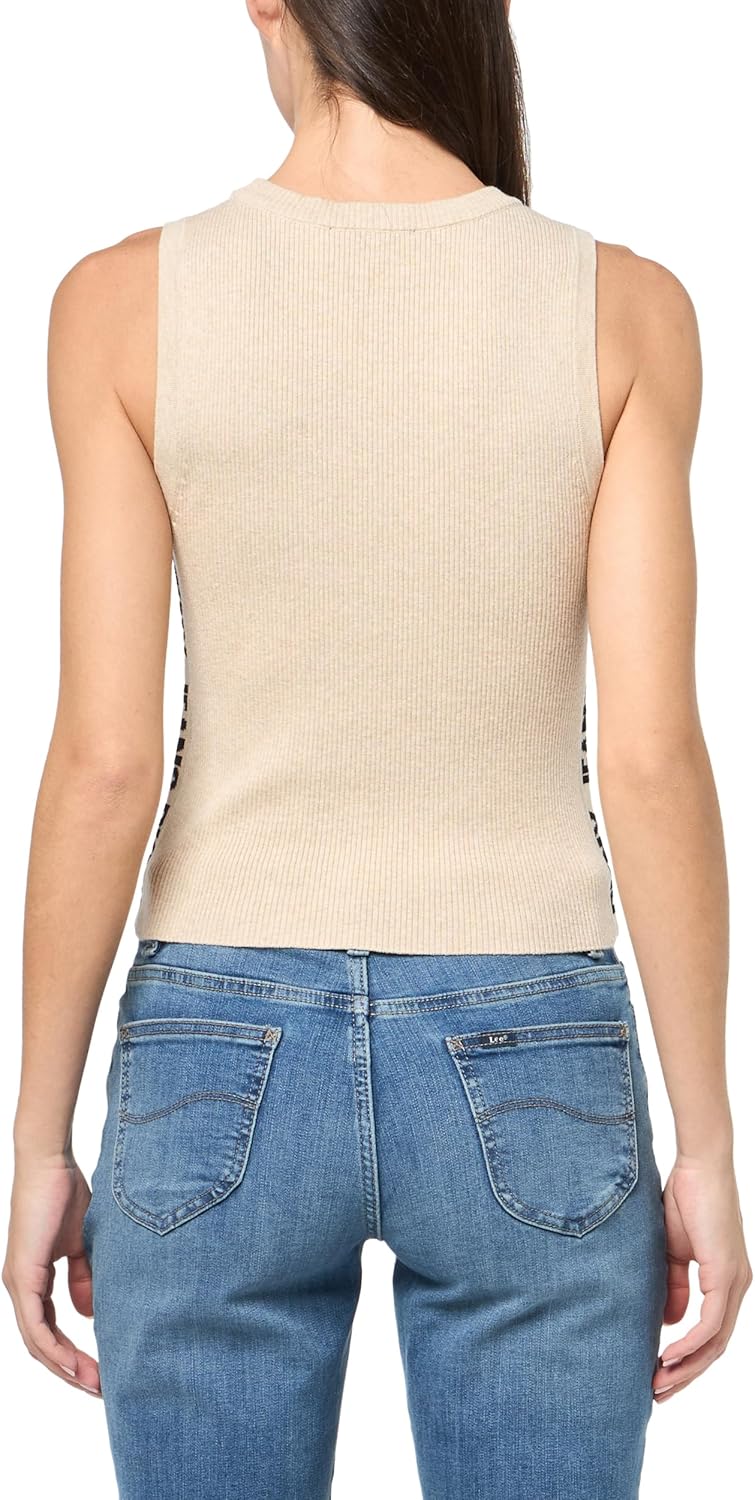 DKNY Womens Sleeveless Side Logo Ribbed Jeans Sweater - Image 2