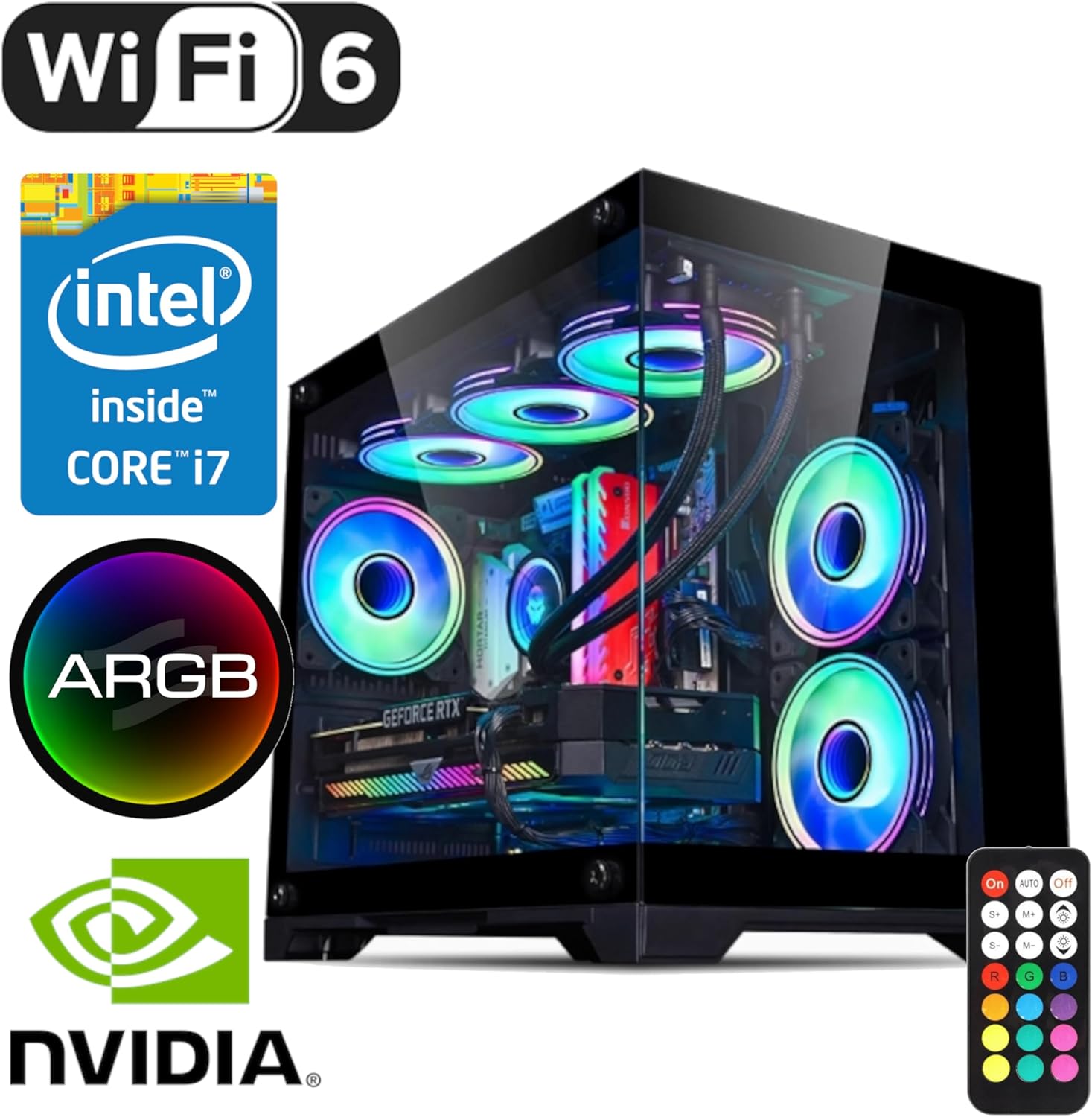 Custom Gaming PC Desktop – i7 11th Gen up to 4.9GHz 16 Threads, RTX 4060 8GB, 16GB DDR4 RAM, 1TB NVMe SSD, Wi-Fi 6 & BT 5.4, 9× ARGB Cooling Fans, Win11 Pro, 650W PSU, VR Ready High-Performance Tower