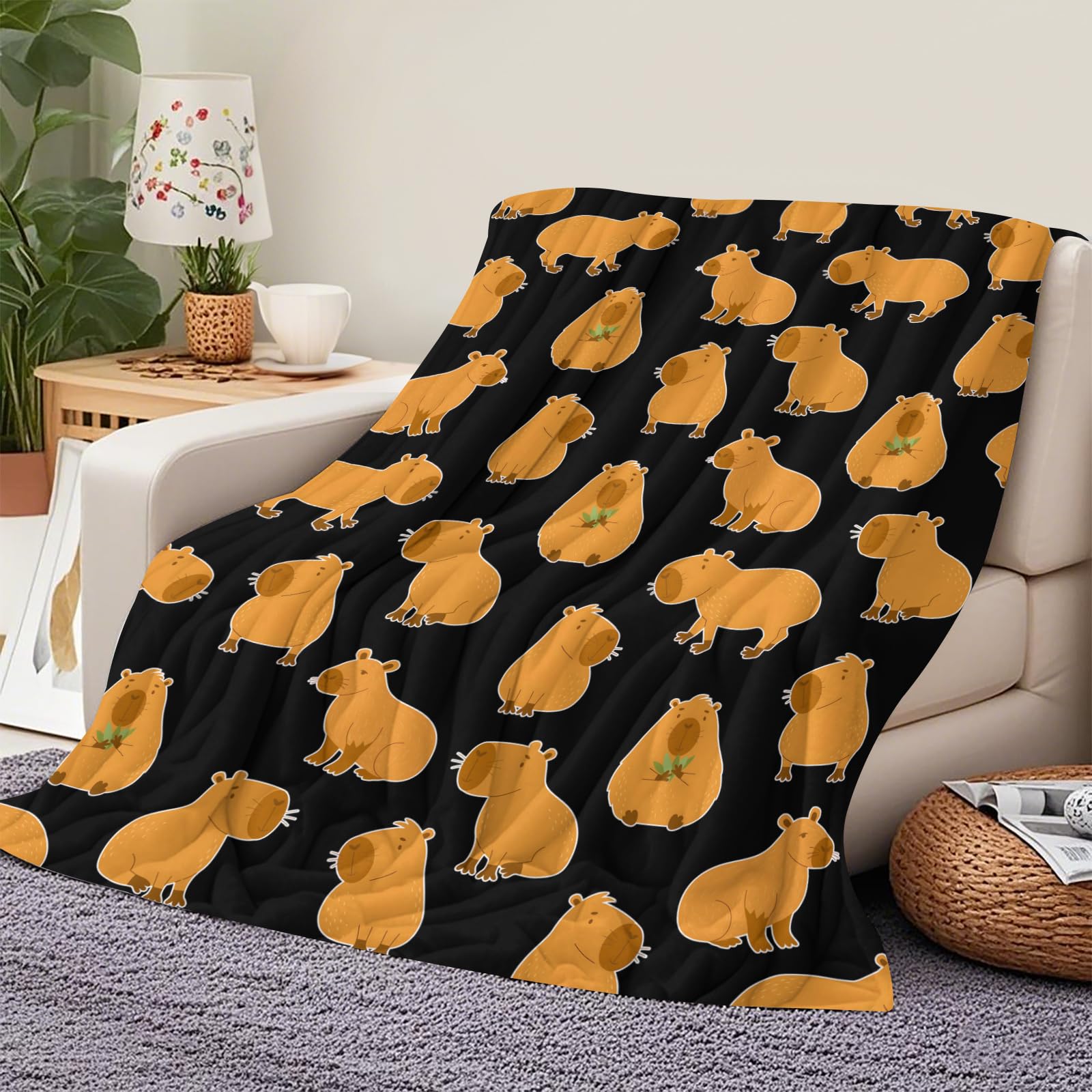Qucarder Capybara Blanket Cutes Capybara Gifts Animals Lovers Throw Blankets Lightweight Cozy Flannel Blanket for Girls Boys Kids Bedroom Couch Sofa Home Decor 50x60 Inch - Image 3