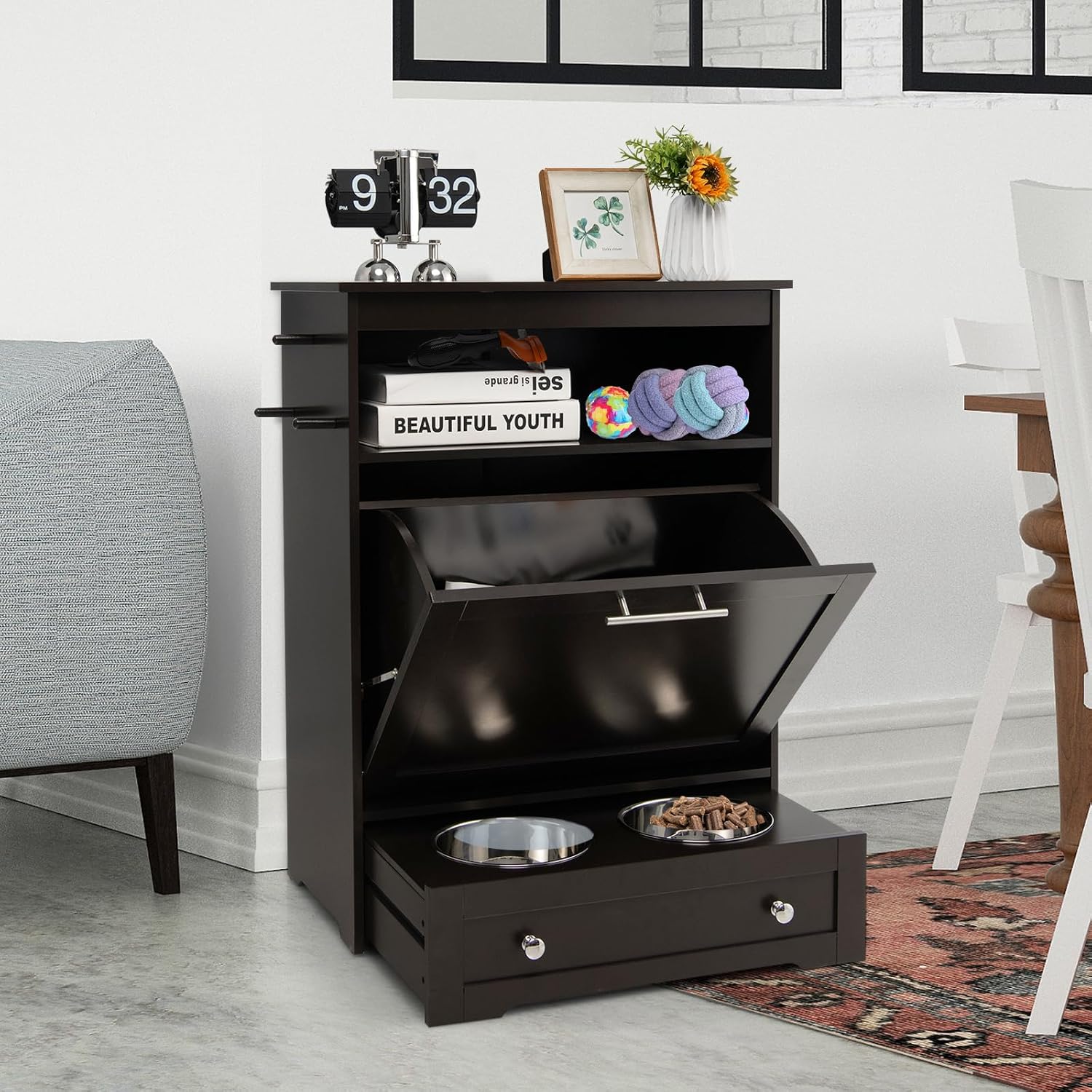 Pet Supplies CHEFJOY Dog Feeding Station, Dog Food Storage w