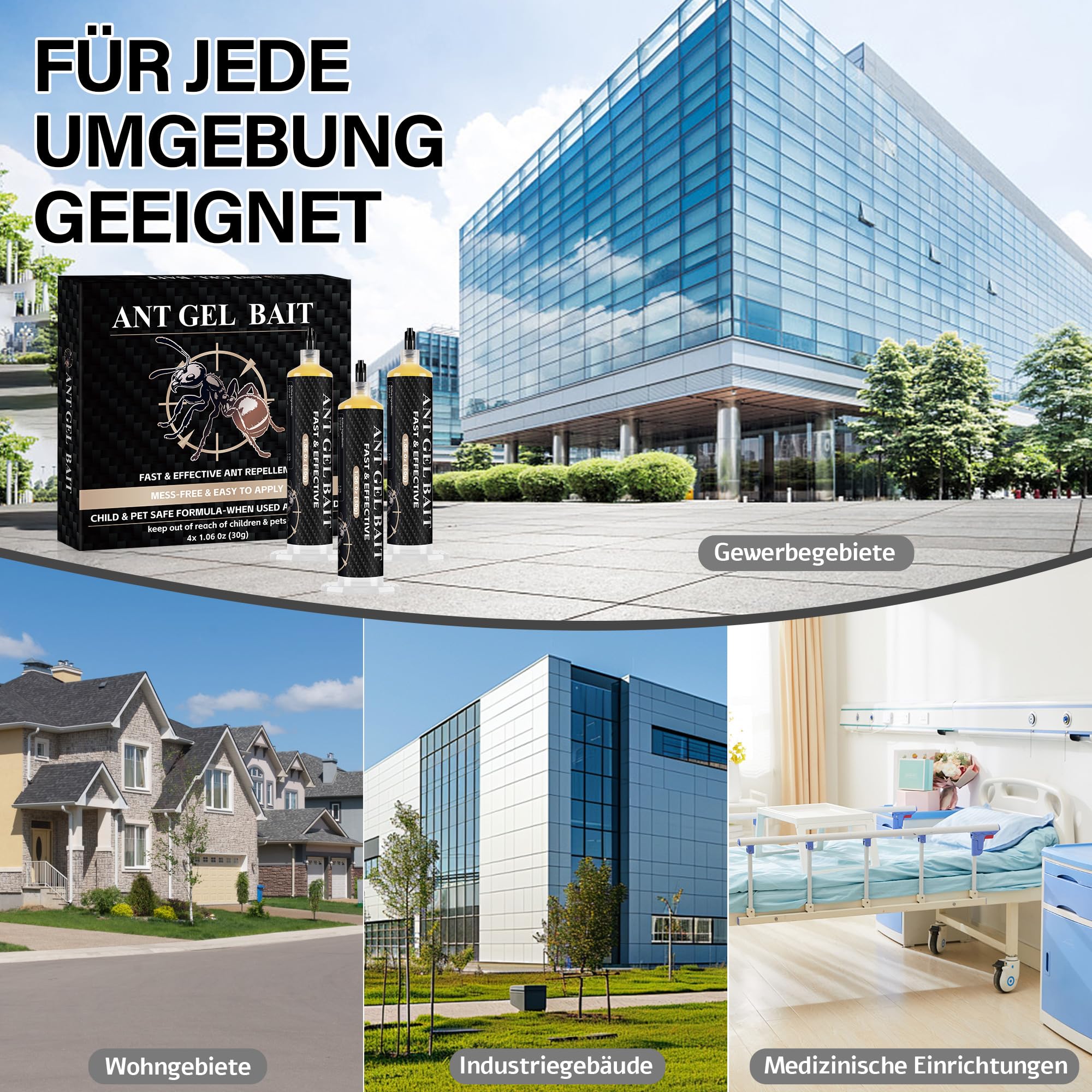 4 Stück Ameisen-Boxen-Gel für Effektive in Innenräumen, 4 * 30G Ameisenköderdose Geruchslos, Sicher für Kinder & Haustiere