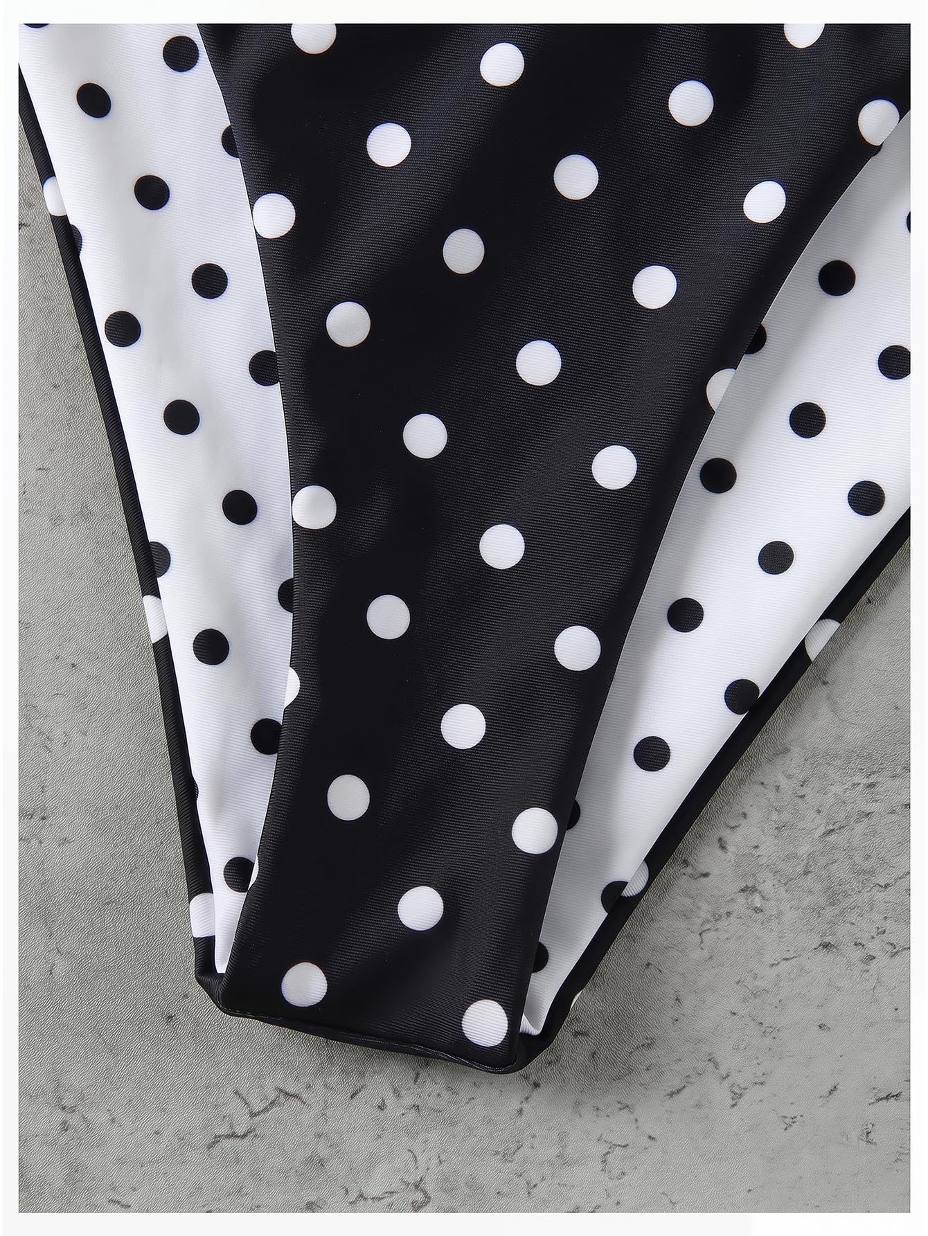 Damskie Bikini W Kropki 3-częściowy Trójkątny Strój Kąpielowy Halter Stringi Czarny XX-duży