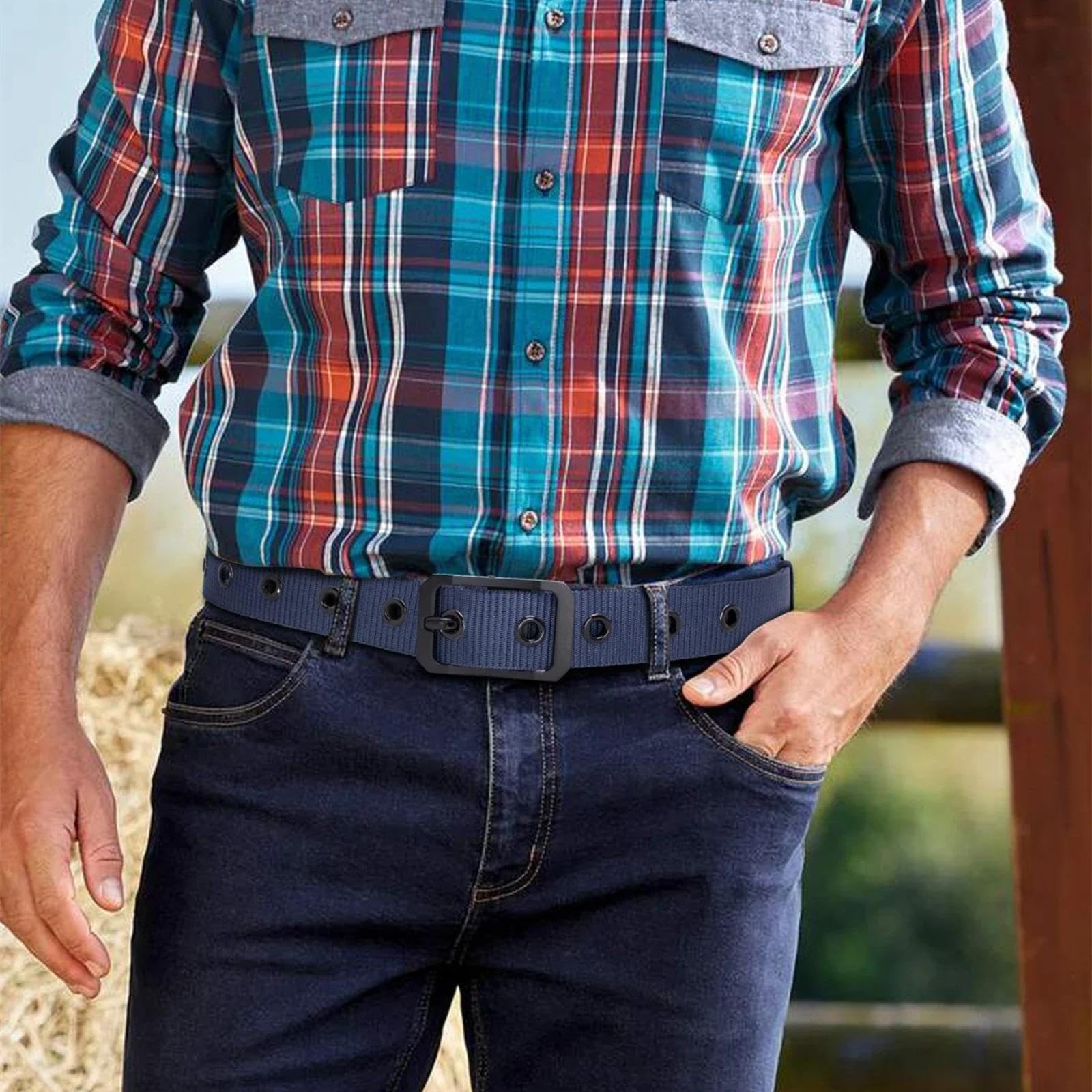 Cinturón militar táctico de nailon transpirable para exteriores para hombre, accesorio deportivo de nailon estilo vaquero.
